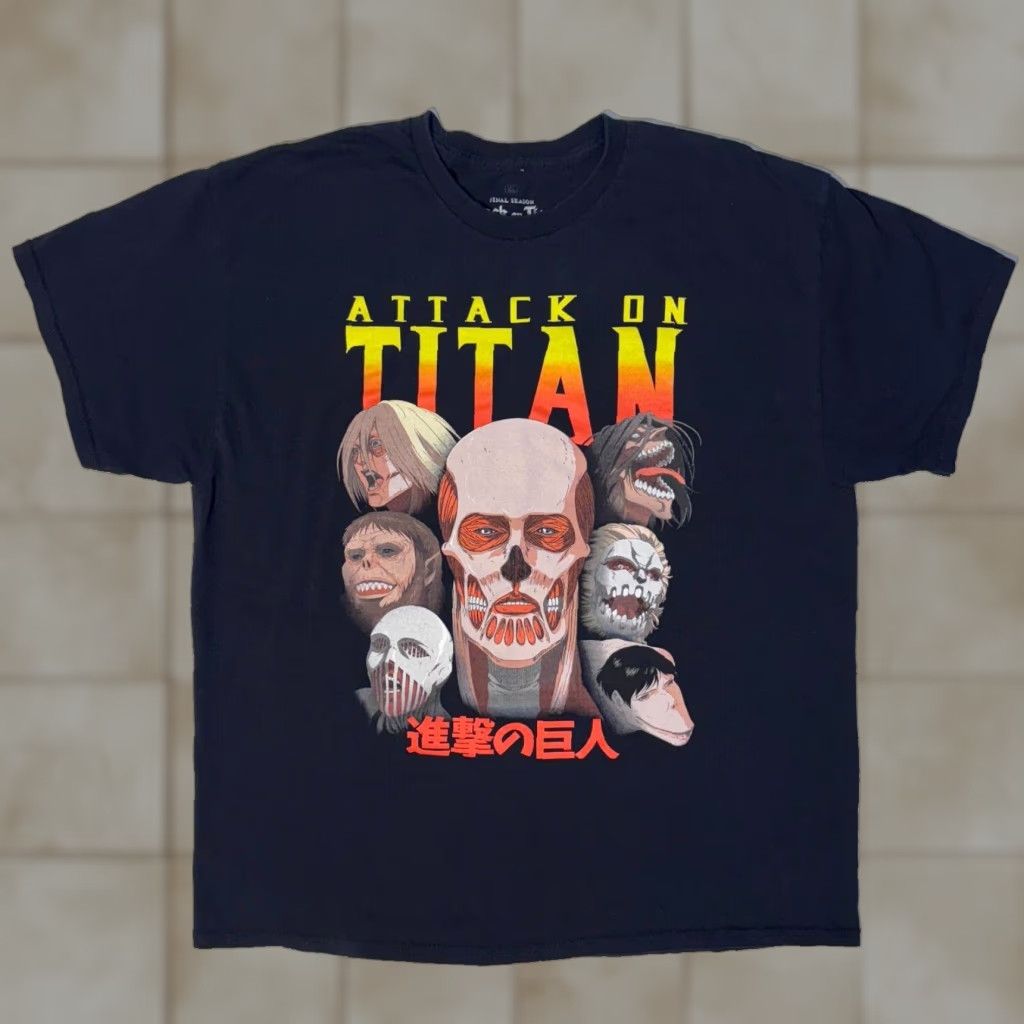 Vintage Attack Titan Final Season All Titans Black Anime Xl Shirt Black Logo C T-Shirts, Hoodie, Sweatshirt