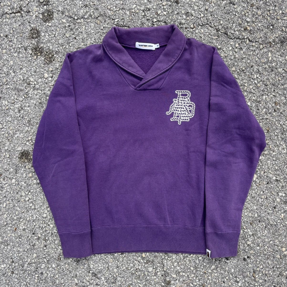 Bape Shawl Collar Emblem Sweatshirt T-Shirts, Hoodie | PodTeesHub.com