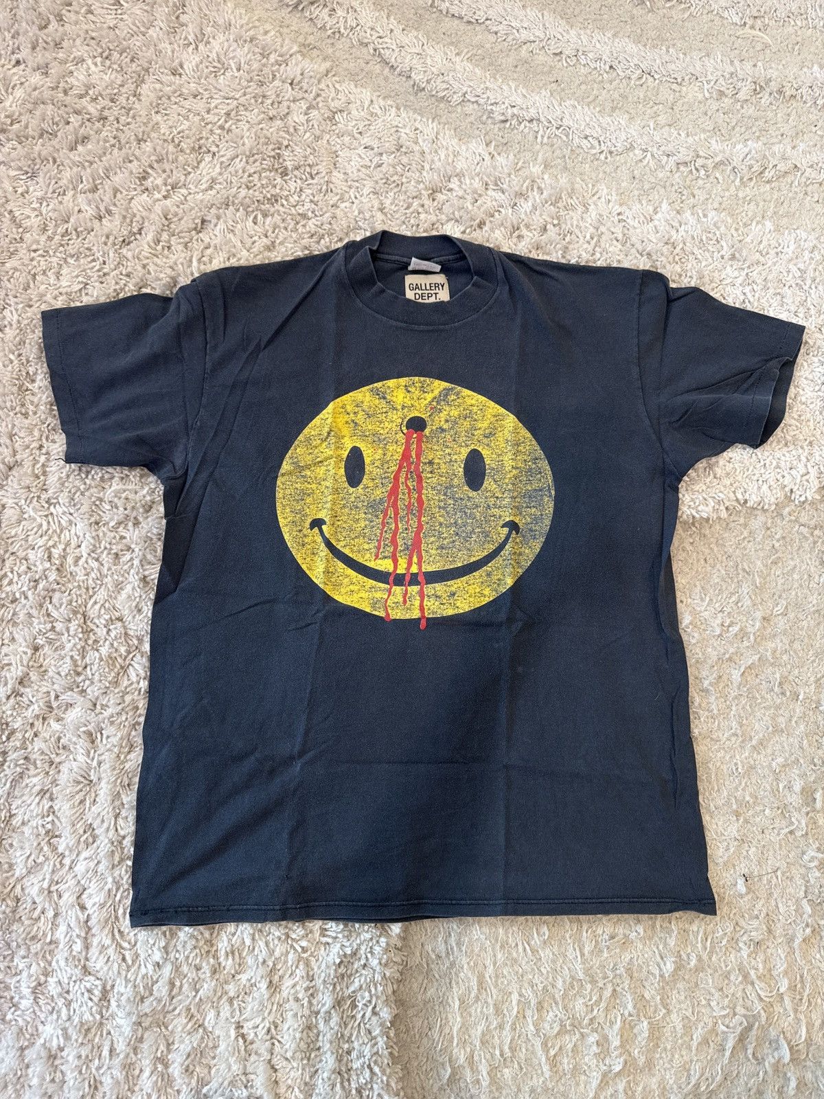Dept Gallery Dept 1 1 Blood Smiley Face 90s Vintage T-Shirts, Hoodie, Sweatshirt