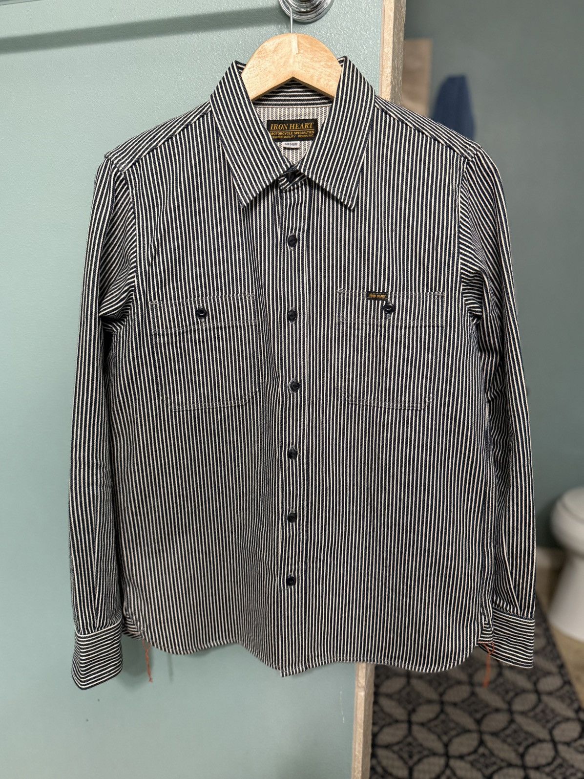 Heart Iron Heart 12oz Hickory Stripe Work Shirt Indigo Hoodie, Sweatshirt | PodTeesHub.com
