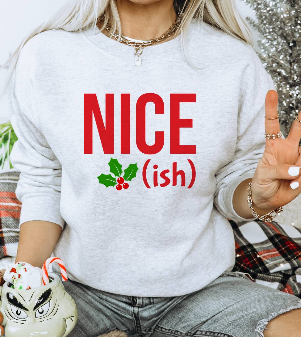 Nice-Ish Holly - Funny Cute Christmas Sweatshirt T-Shirts, Hoodie | PodTeesHub.com