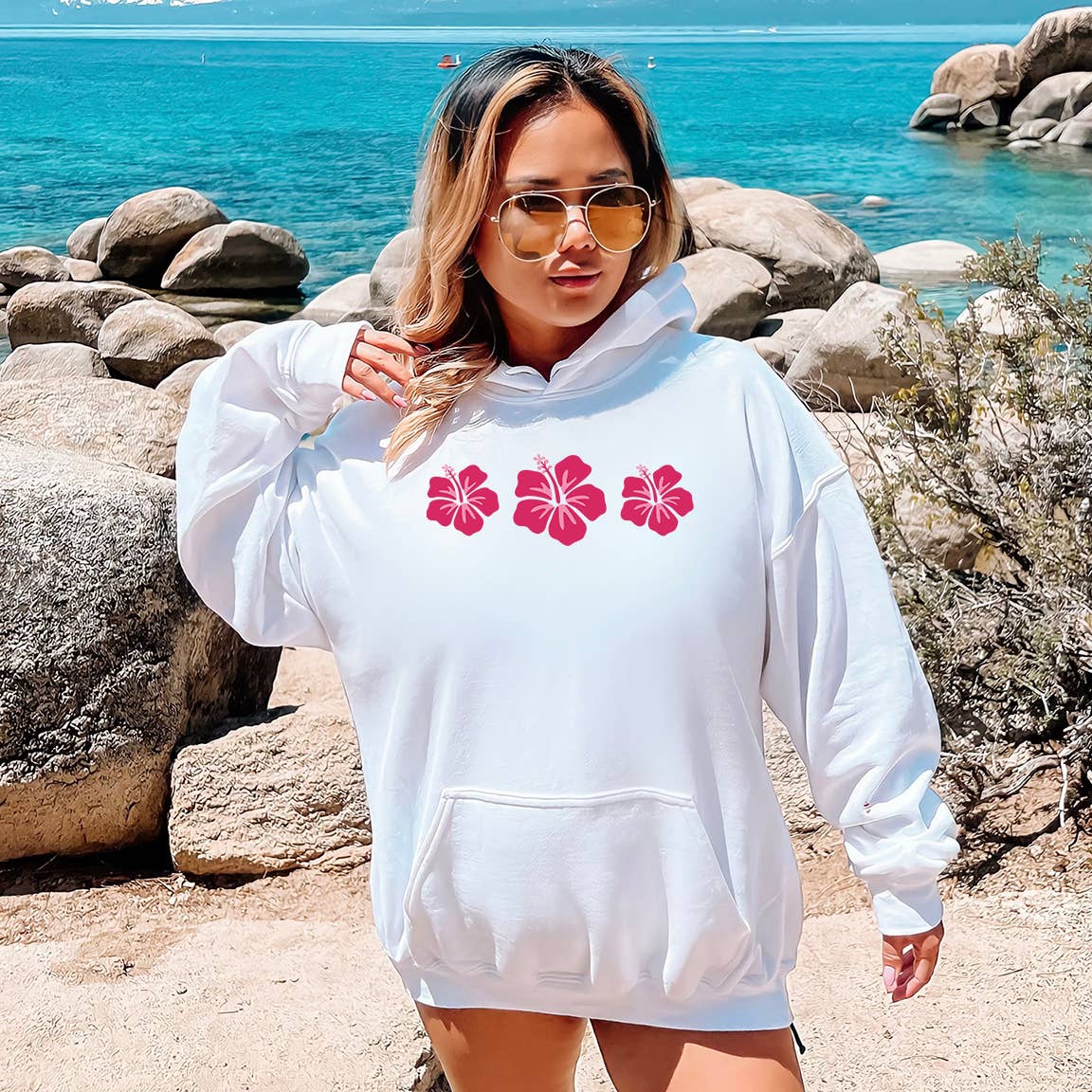 Hibiscus Hoodie | Front & Back Print | Tropical T-Shirts, Sweatshirt | PodTeesHub.com