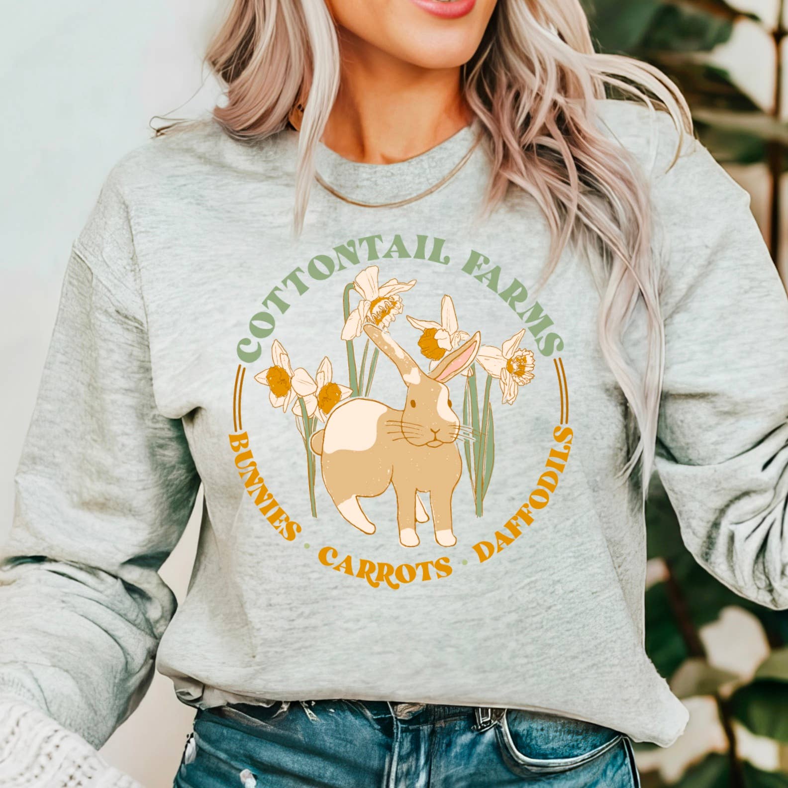 Easter Sweatshirt  | Cottontail Farms  Graphic Sweatshirt T-Shirts, Hoodie | PodTeesHub.com