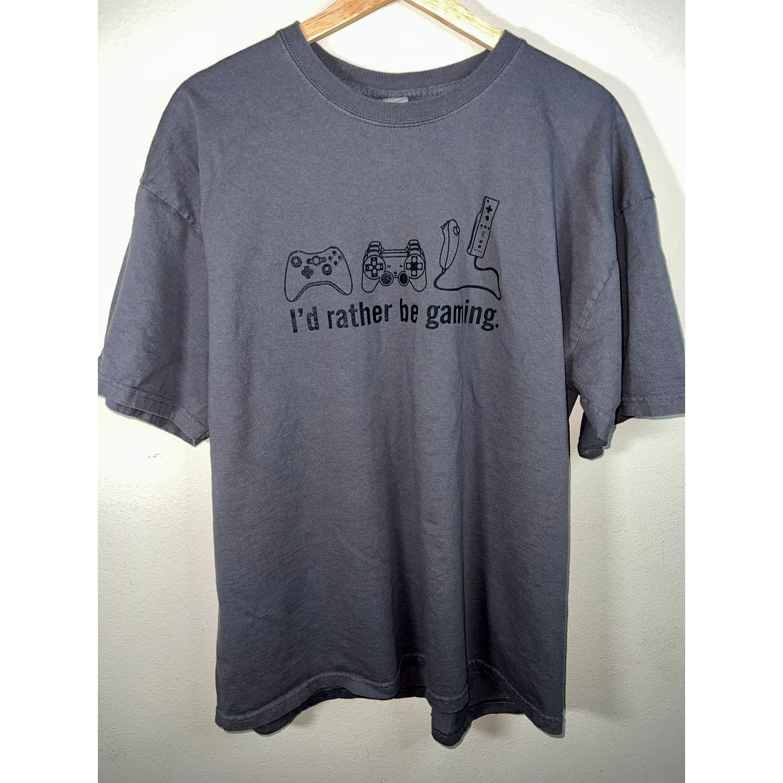 Gildan I D Rather Be Gaming Xbox Playstation Wii Controls T-Shirts, Hoodie, Sweatshirt | PodTeesHub.com