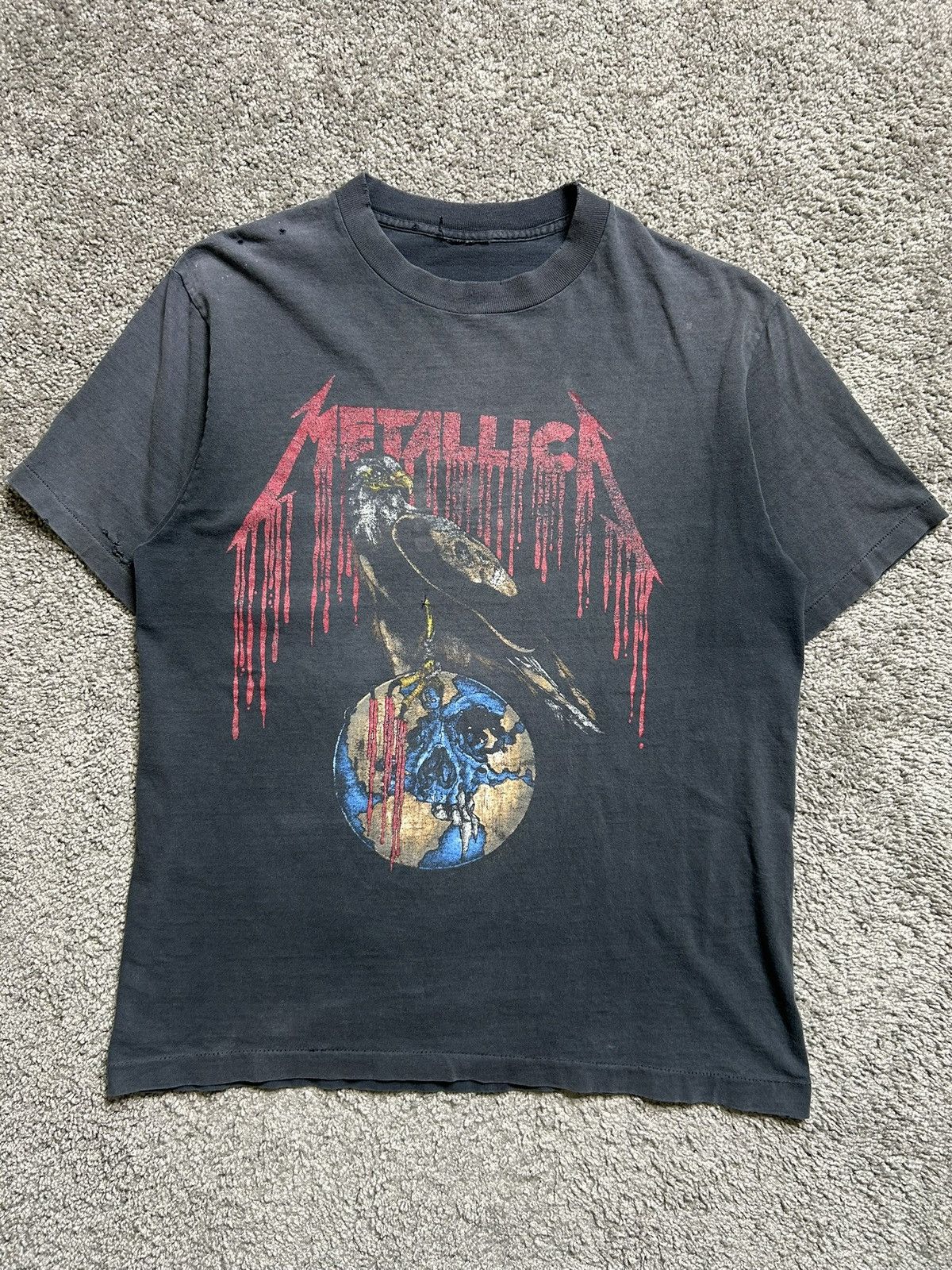 Band Tees Vintage 90s Metallica Pushead Thrashed Tee 1994 Faded Roam Hoodie, Sweatshirt | PodTeesHub.com