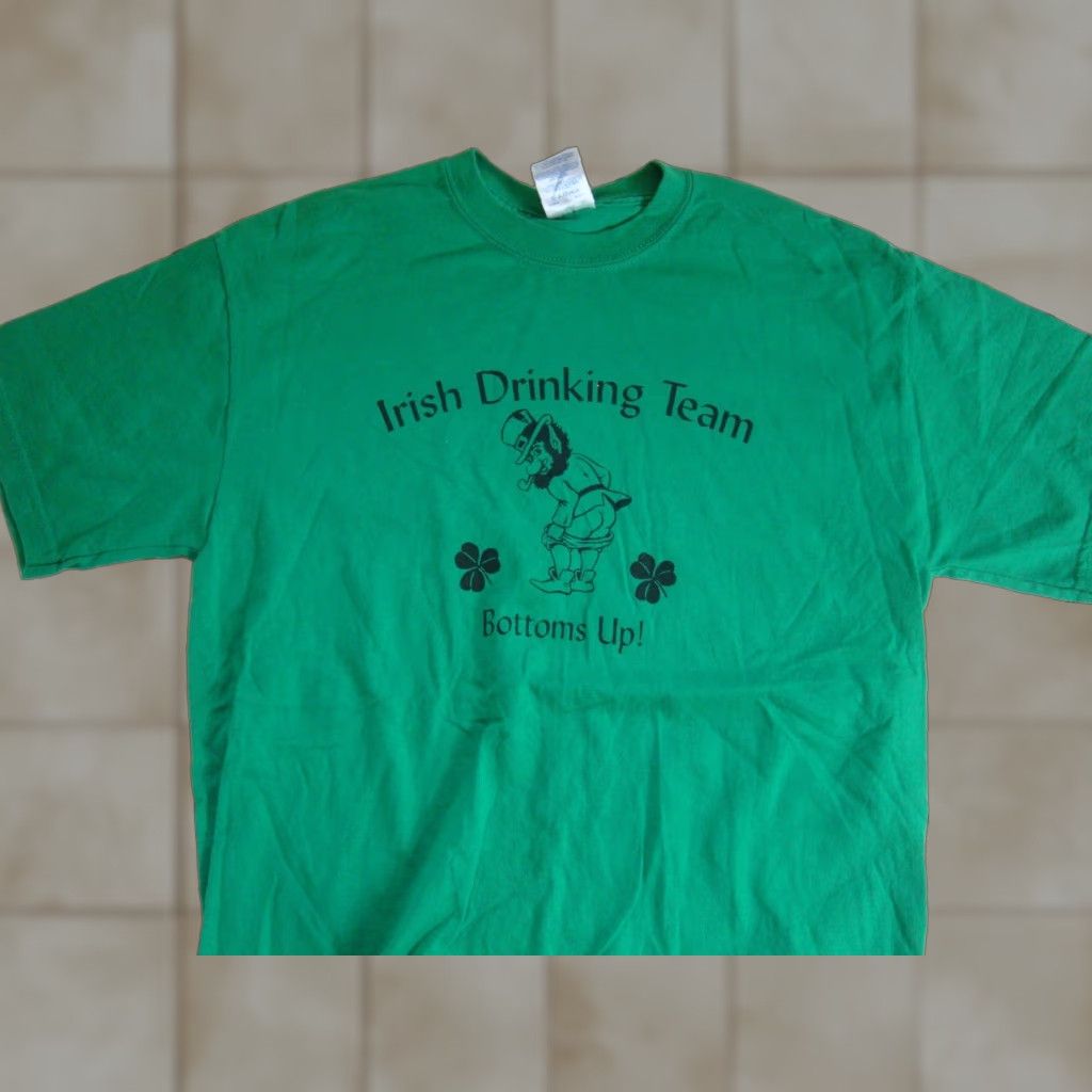 Gildan Irish Drinking Team Bottoms Up Funny Green T Shirt Men S Size M Hoodie, Sweatshirt | PodTeesHub.com