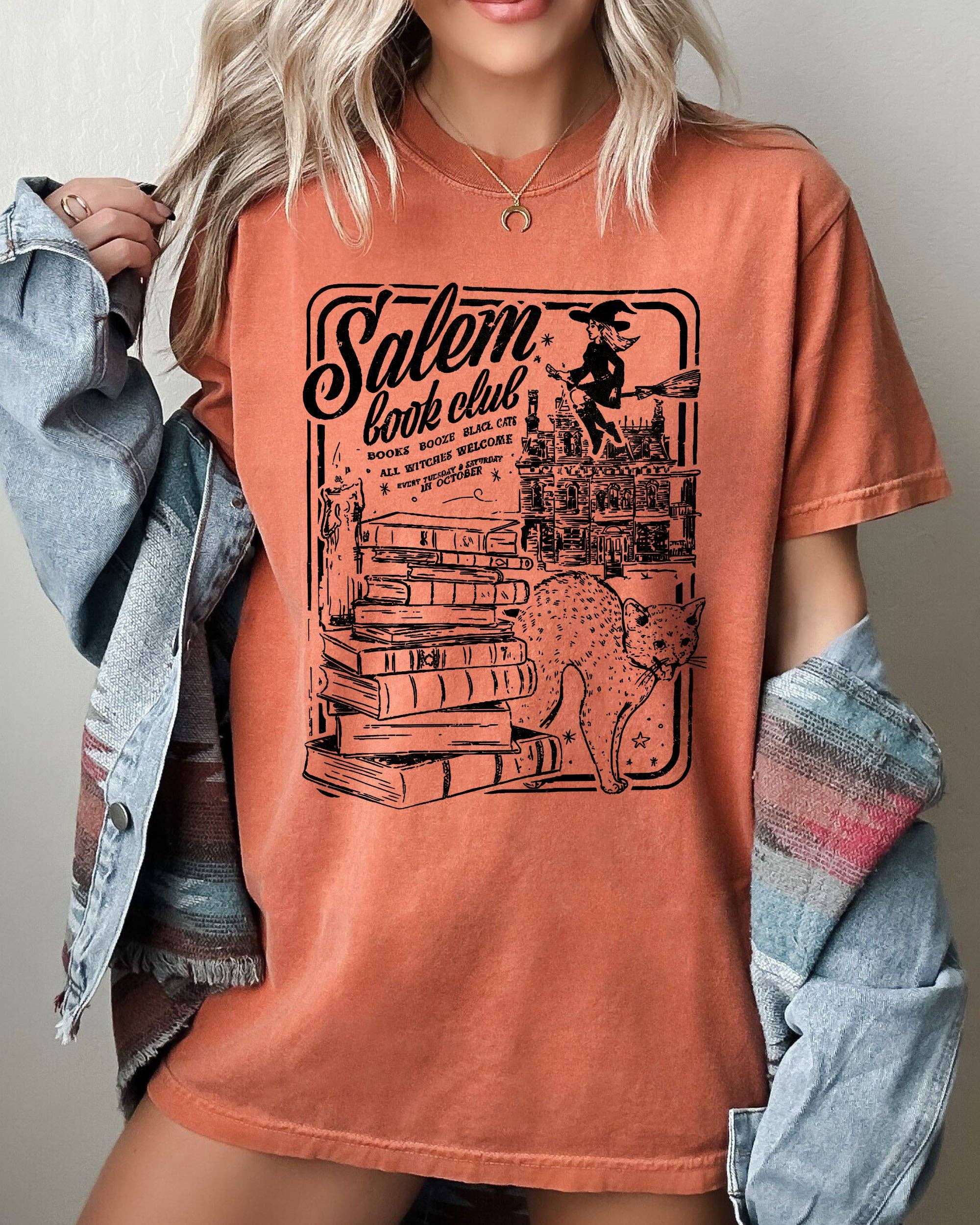 Salem Book Club, Spooky, Skeleton, Ghost, Halloween T-Shirt Hoodie, Sweatshirt | PodTeesHub.com