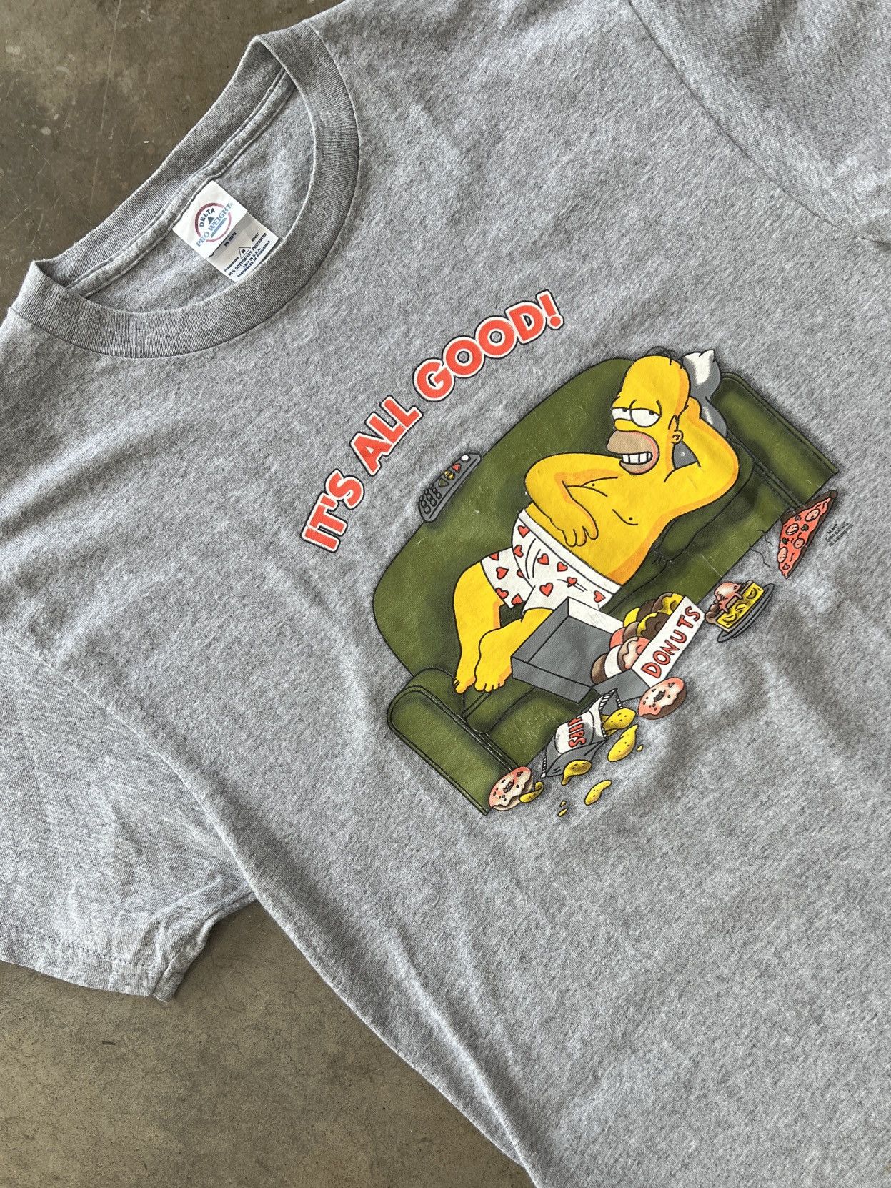 Vintage 2000s Y2k The Simpsons Couch Homer Donuts Tee Medium Hoodie, Sweatshirt | PodTeesHub.com