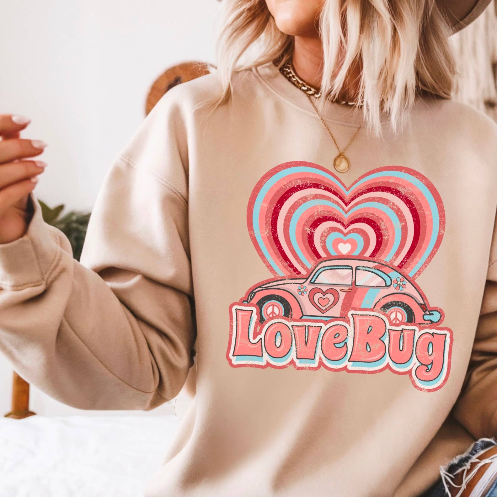 Love Bug Retro Valentine's Day Sweatshirt T-Shirts, Hoodie | PodTeesHub.com