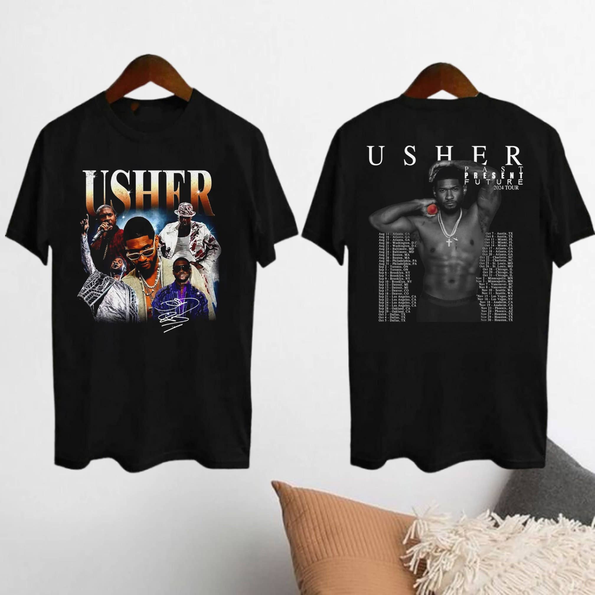 Vintage Usher Concert 2024 Shirt Past Present Future Tour Hoodie, Sweatshirt | PodTeesHub.com
