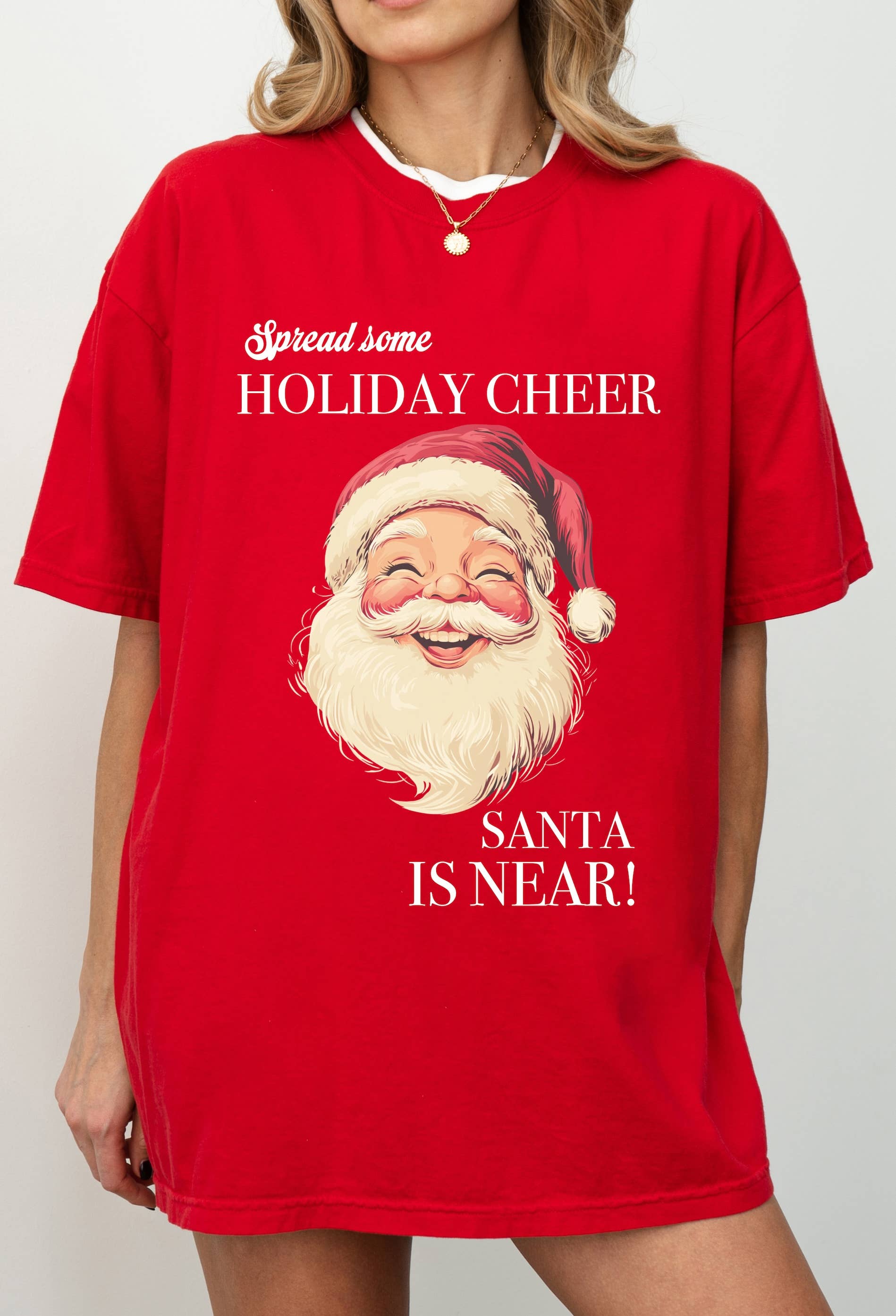 Santa Is Near Graphic Tee Hoodie, Sweatshirt | PodTeesHub.com