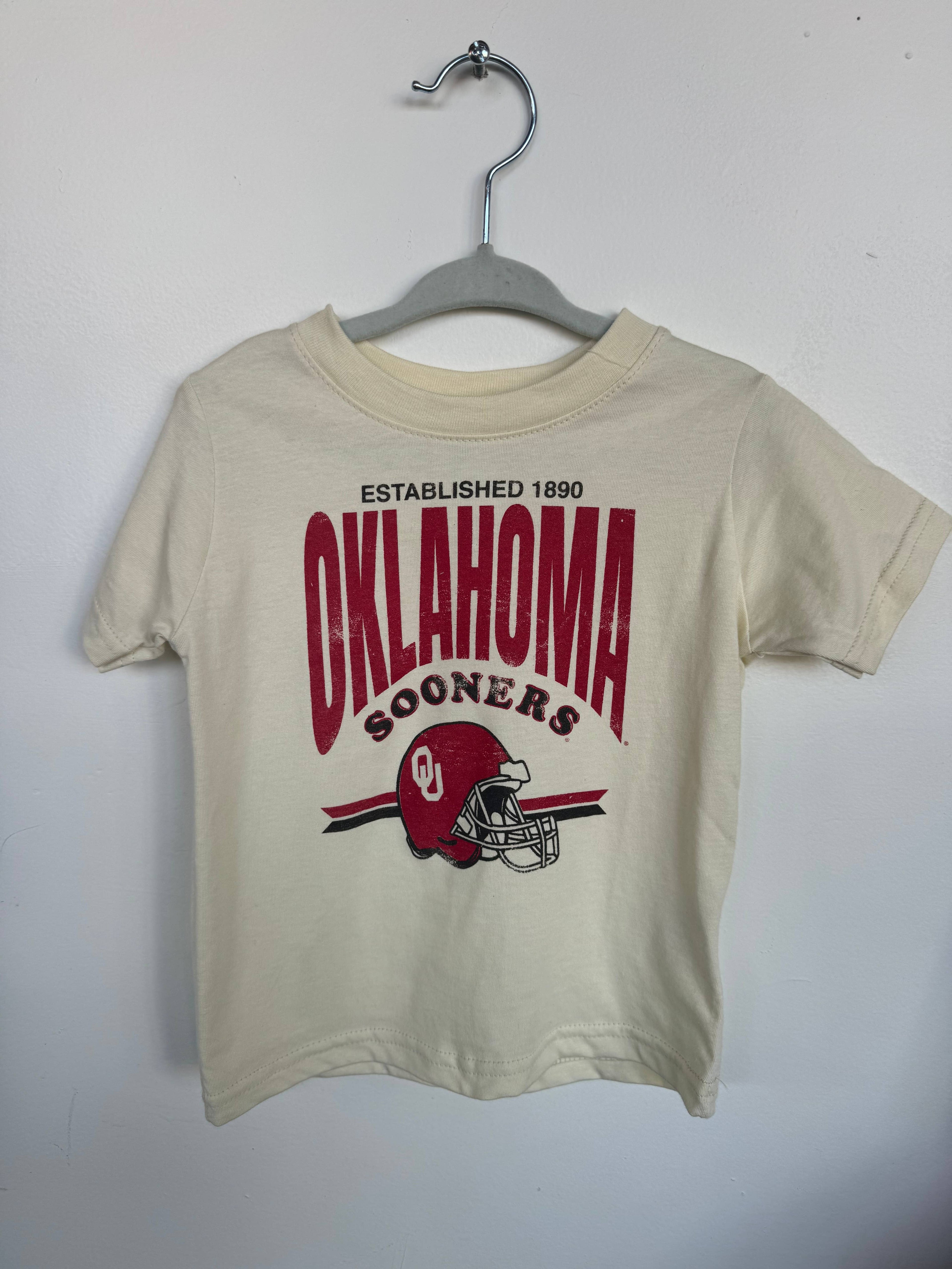 Children's Ou Sooners Established Date Helmet Ivory Tee Hoodie, Sweatshirt | PodTeesHub.com