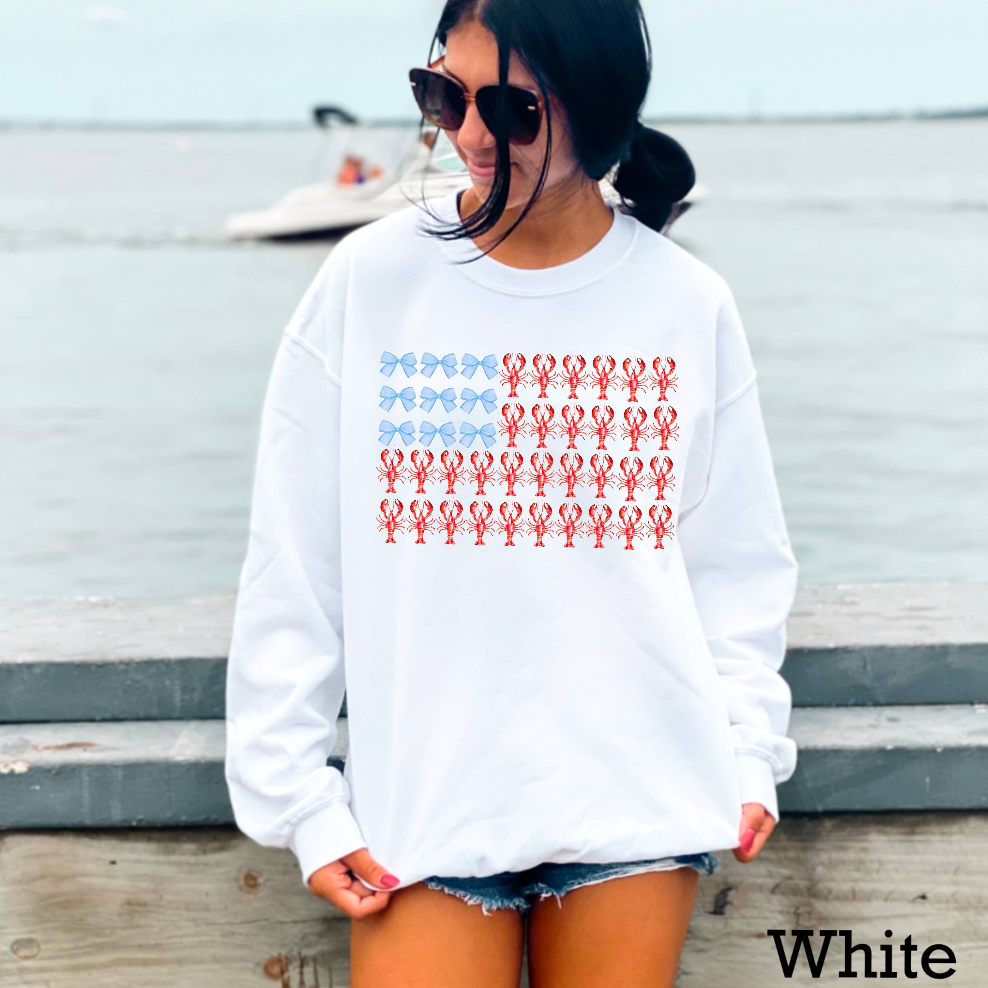 Bows & Lobsters  Patriotic Sweatshirt | July 4th Sweatshirt T-Shirts, Hoodie | PodTeesHub.com
