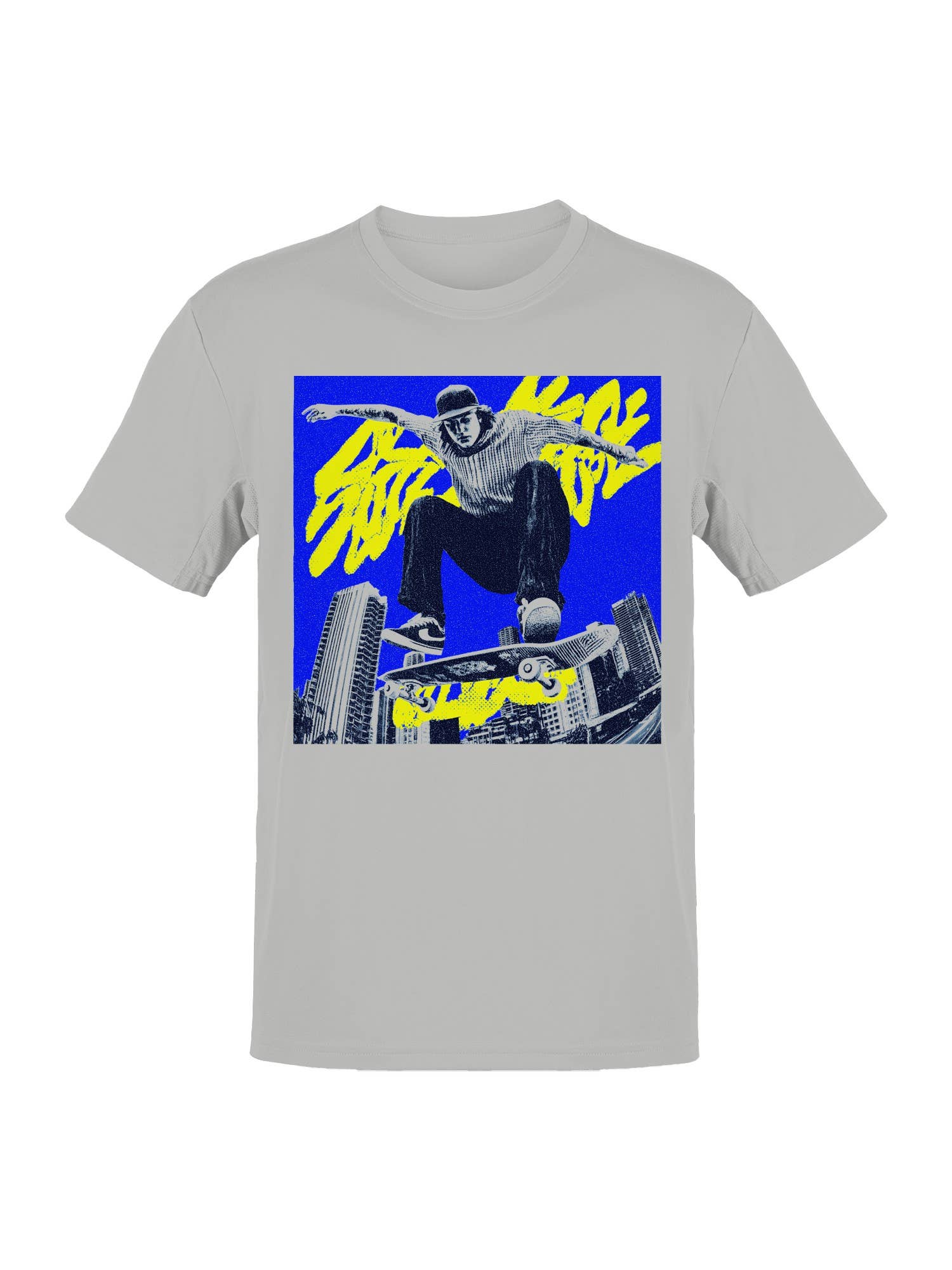 Urban Skater in Vibrant Cityscape Men's T-Shirt Hoodie, Sweatshirt | PodTeesHub.com