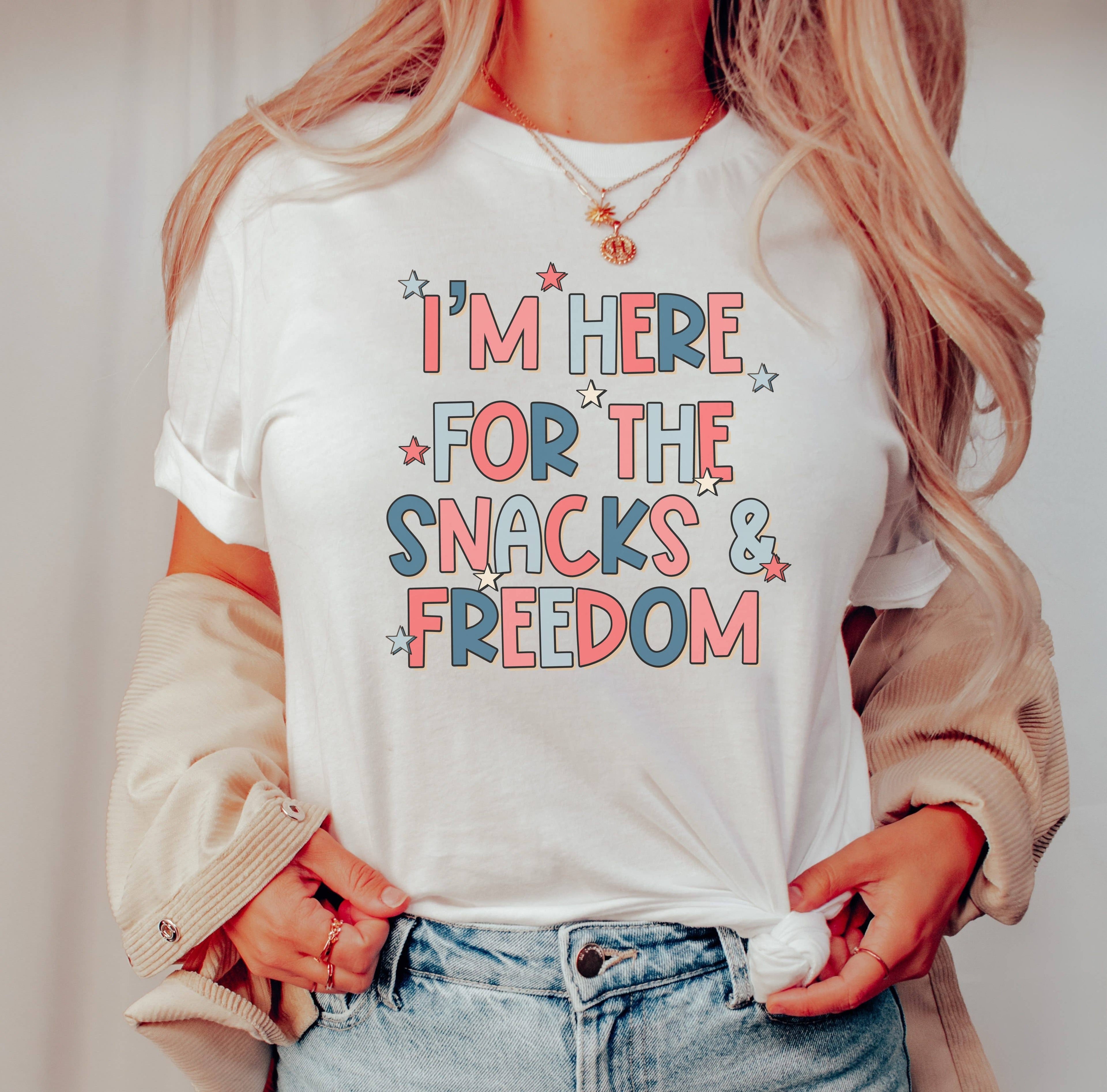 Here For the Snacks Tee | Patriotic T Shirt Hoodie, Sweatshirt | PodTeesHub.com