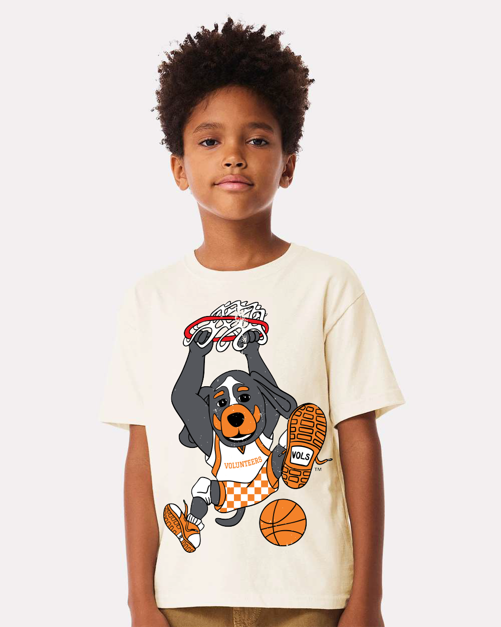 Children's Tennessee Vols Smokey Double Baller Cream Tee Hoodie, Sweatshirt | PodTeesHub.com