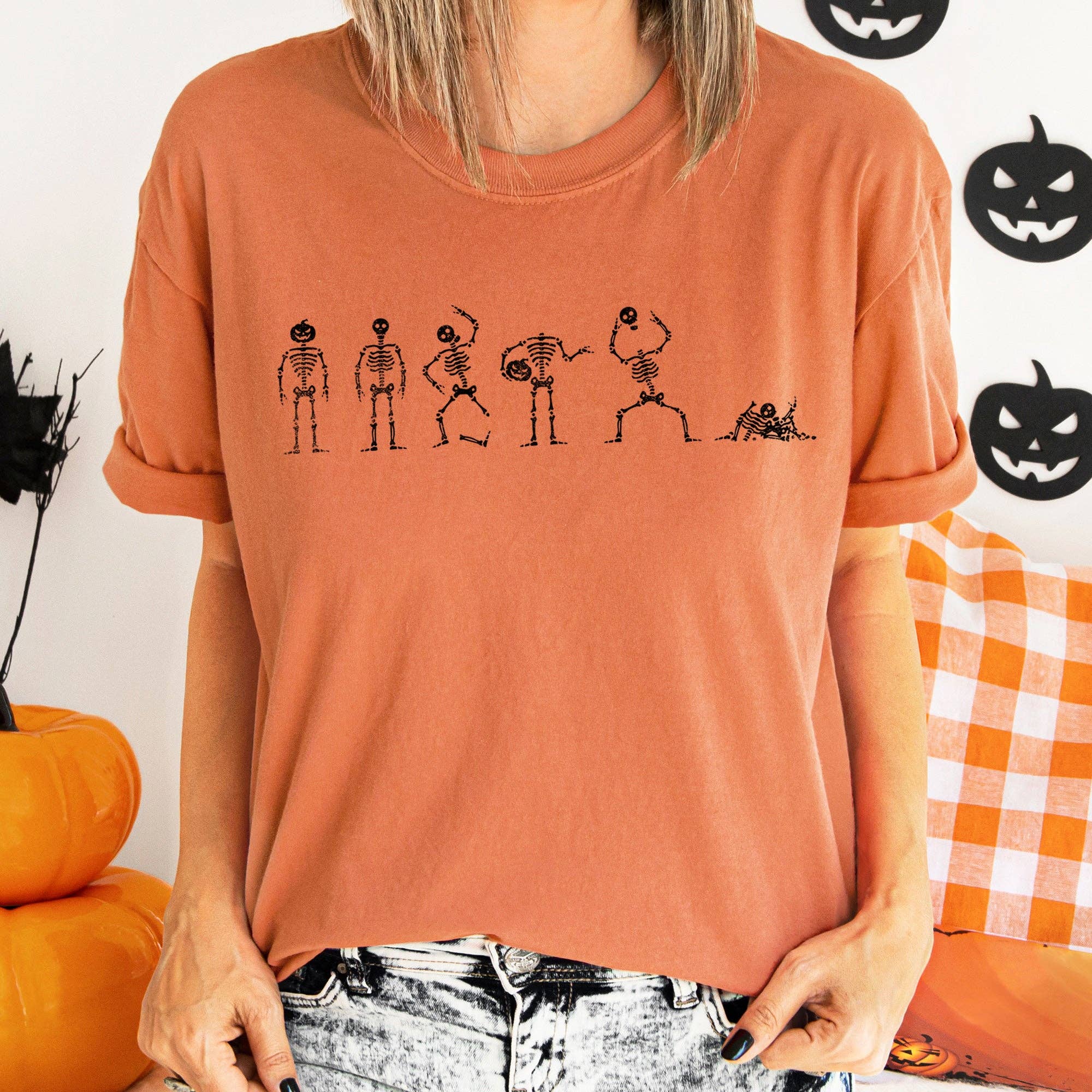 Six Dancing Skeletons T-Shirt Black Print Hoodie, Sweatshirt | PodTeesHub.com