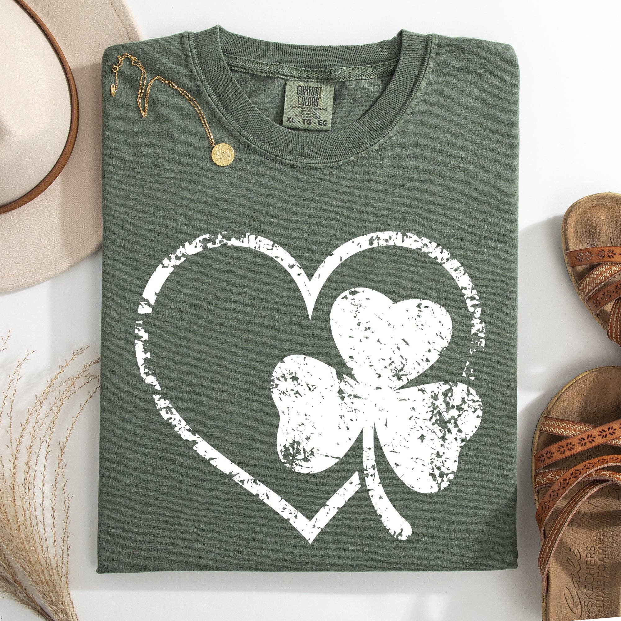 Retro Heart, Vintage, St Patrick's Day, Shamrock, Tshirt Hoodie, Sweatshirt | PodTeesHub.com