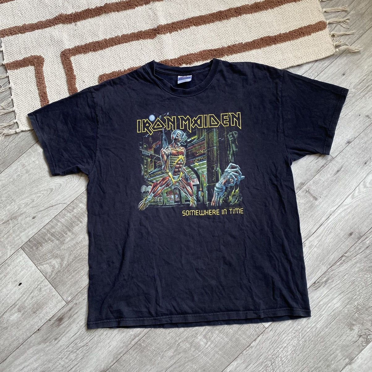 Band Tees Vintage Iron Maiden Somewhere In Time Tour Faded T Shirt Hoodie, Sweatshirt | PodTeesHub.com