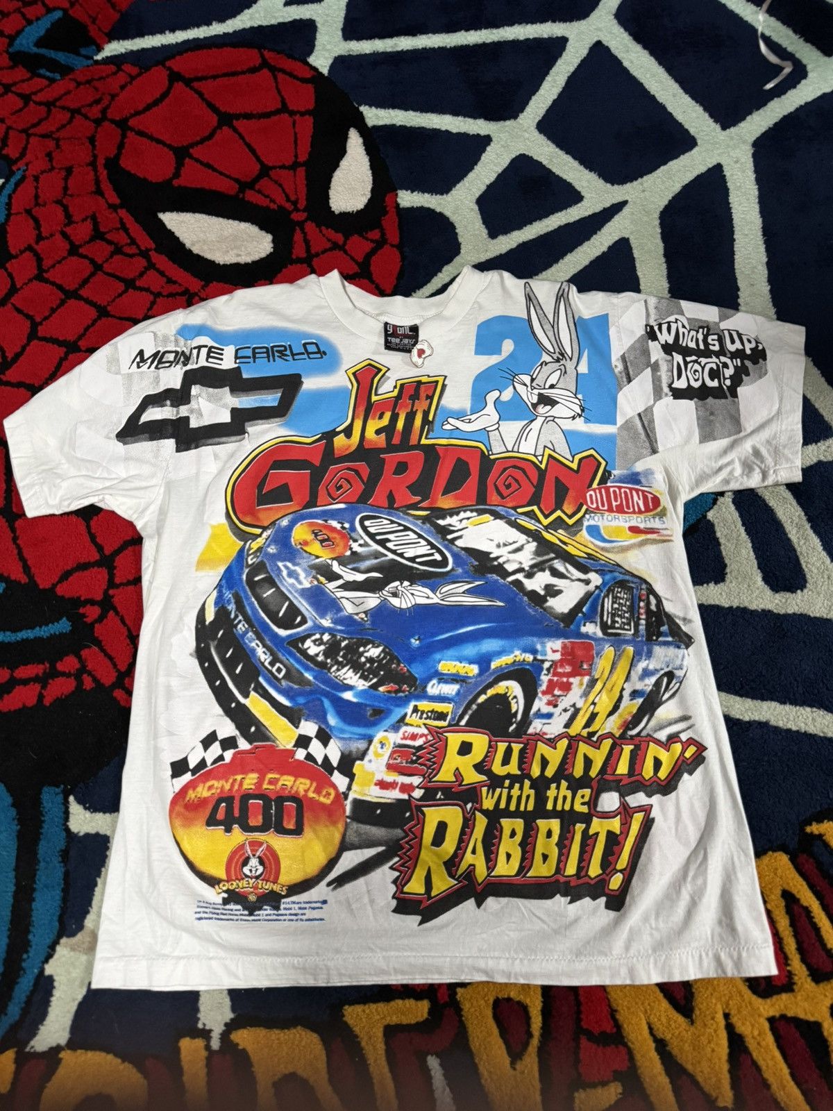 Nascar Vtg 1993 Jeff Gordon Bugs Bunny Nascar Aop Shirt Hoodie, Sweatshirt | PodTeesHub.com