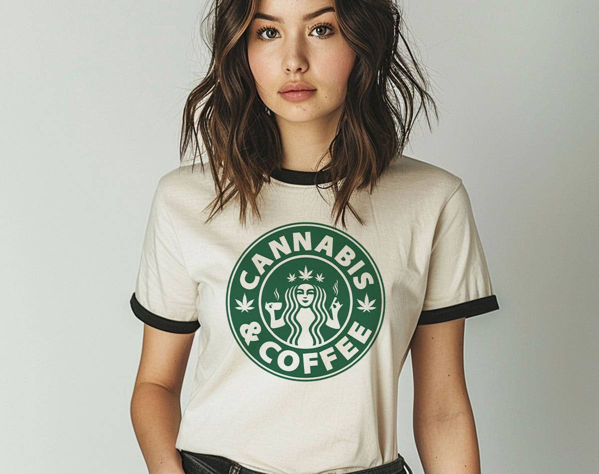 Cannabis and Coffee -  Funny Weed Parody Ringer Shirt Hoodie, Sweatshirt | PodTeesHub.com