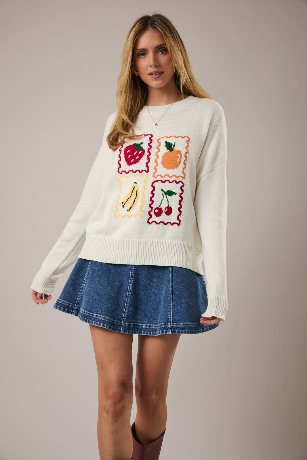 Round Cneck Long Sleeve "Fruit" Graphic Sweater T-Shirts, Hoodie, Sweatshirt | PodTeesHub.com