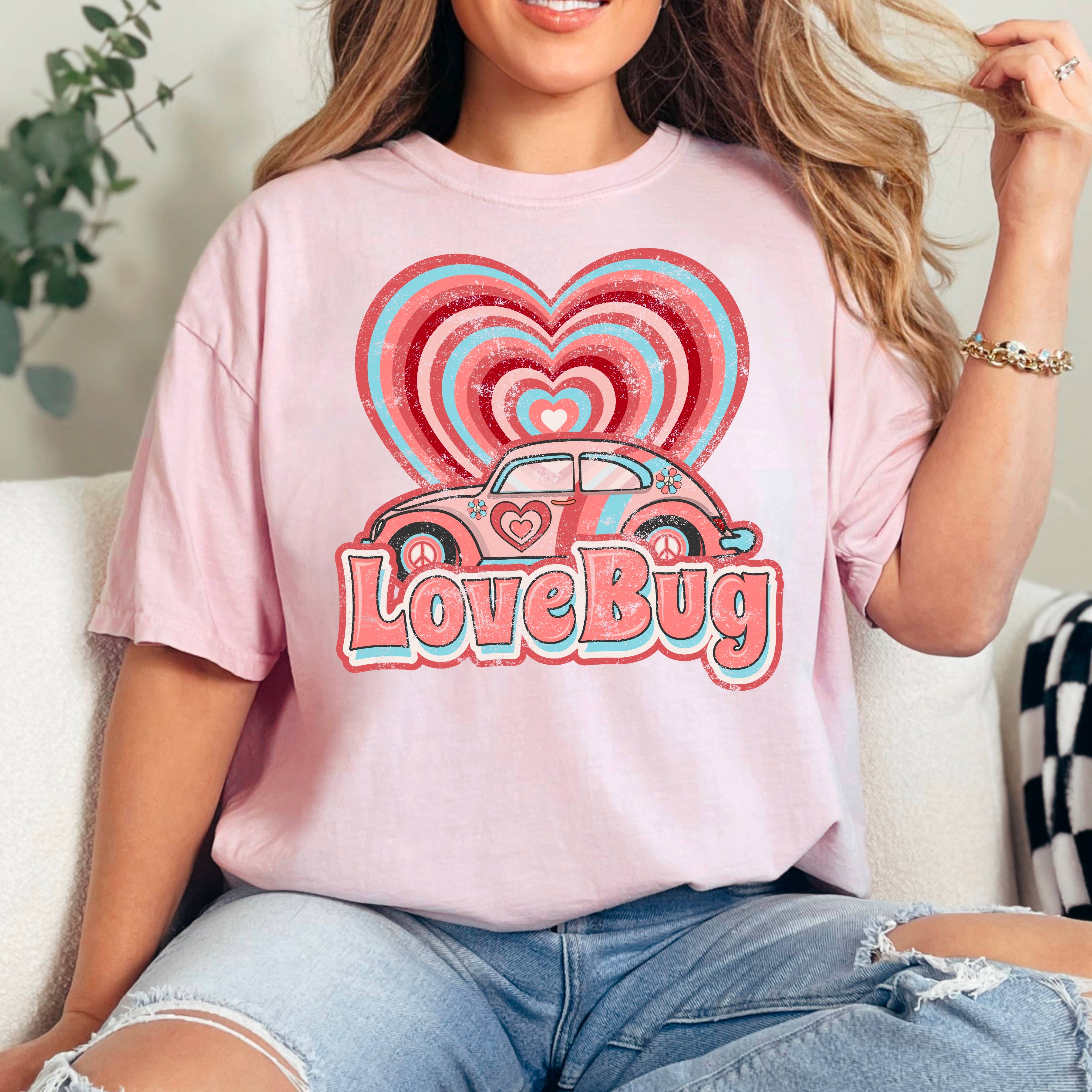 Retro Love Bug Valentine's Day Graphic Tee | Gildan Hoodie, Sweatshirt | PodTeesHub.com