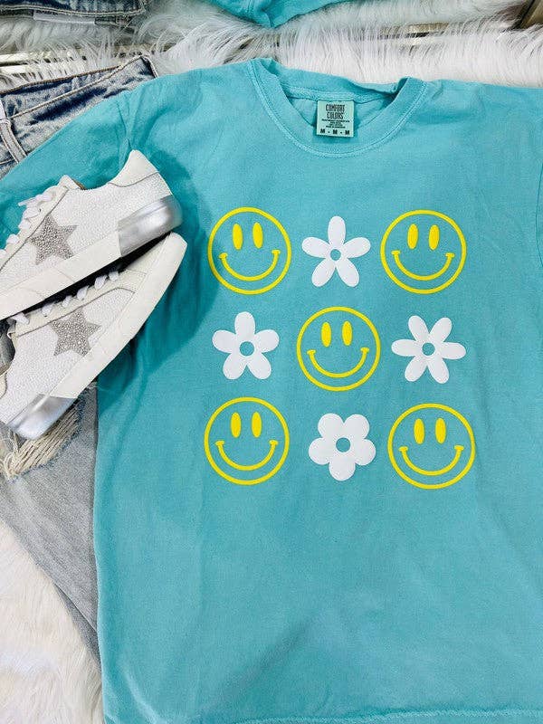 Happy and Flowers Trio Check Puff Tee Hoodie, Sweatshirt | PodTeesHub.com