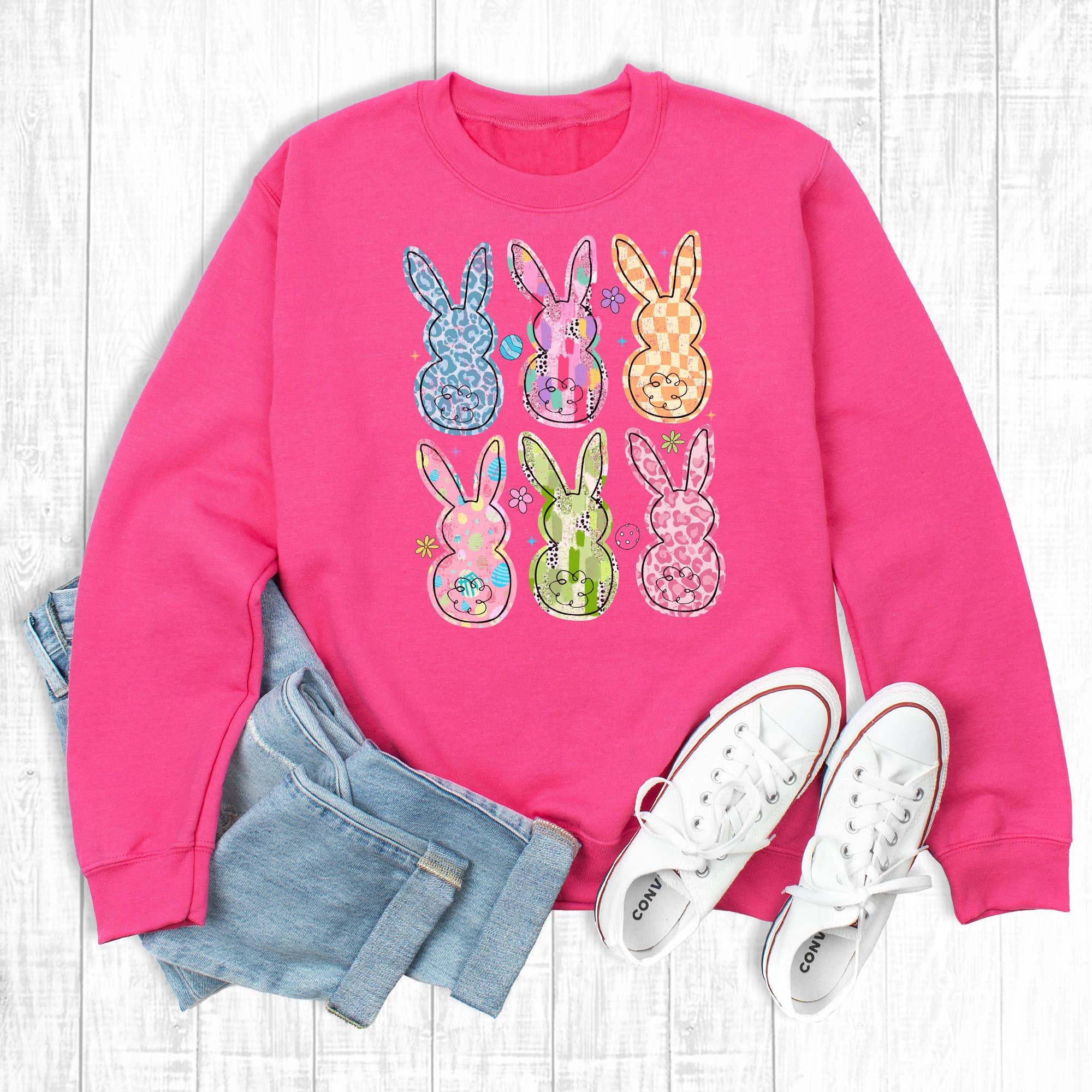 Colorful Easter Bunnies Sweatshirt T-Shirts, Hoodie | PodTeesHub.com