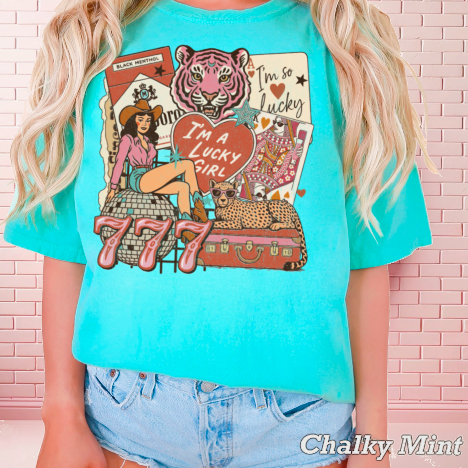 Lucky Girl Graphic Tee|Comfort Color Hoodie, Sweatshirt | PodTeesHub.com