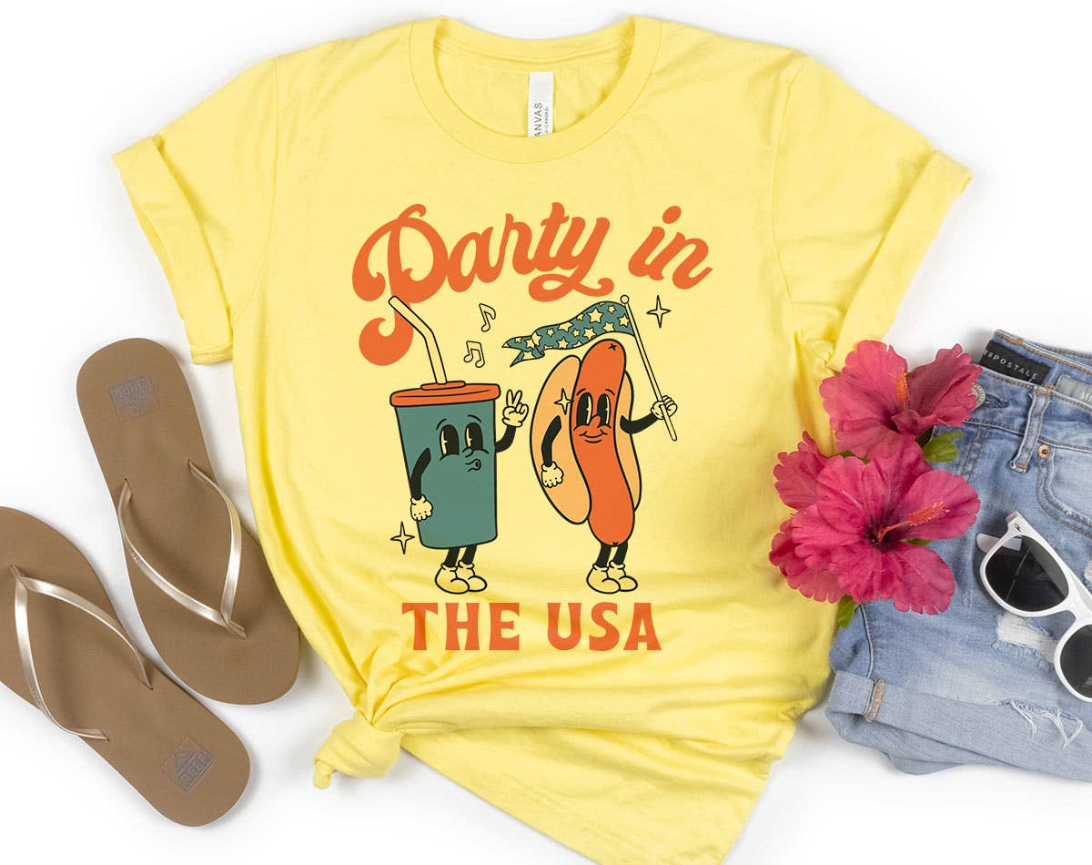 Party in the USA Hotdog - July 4th Patriotic American Shirt Hoodie, Sweatshirt | PodTeesHub.com