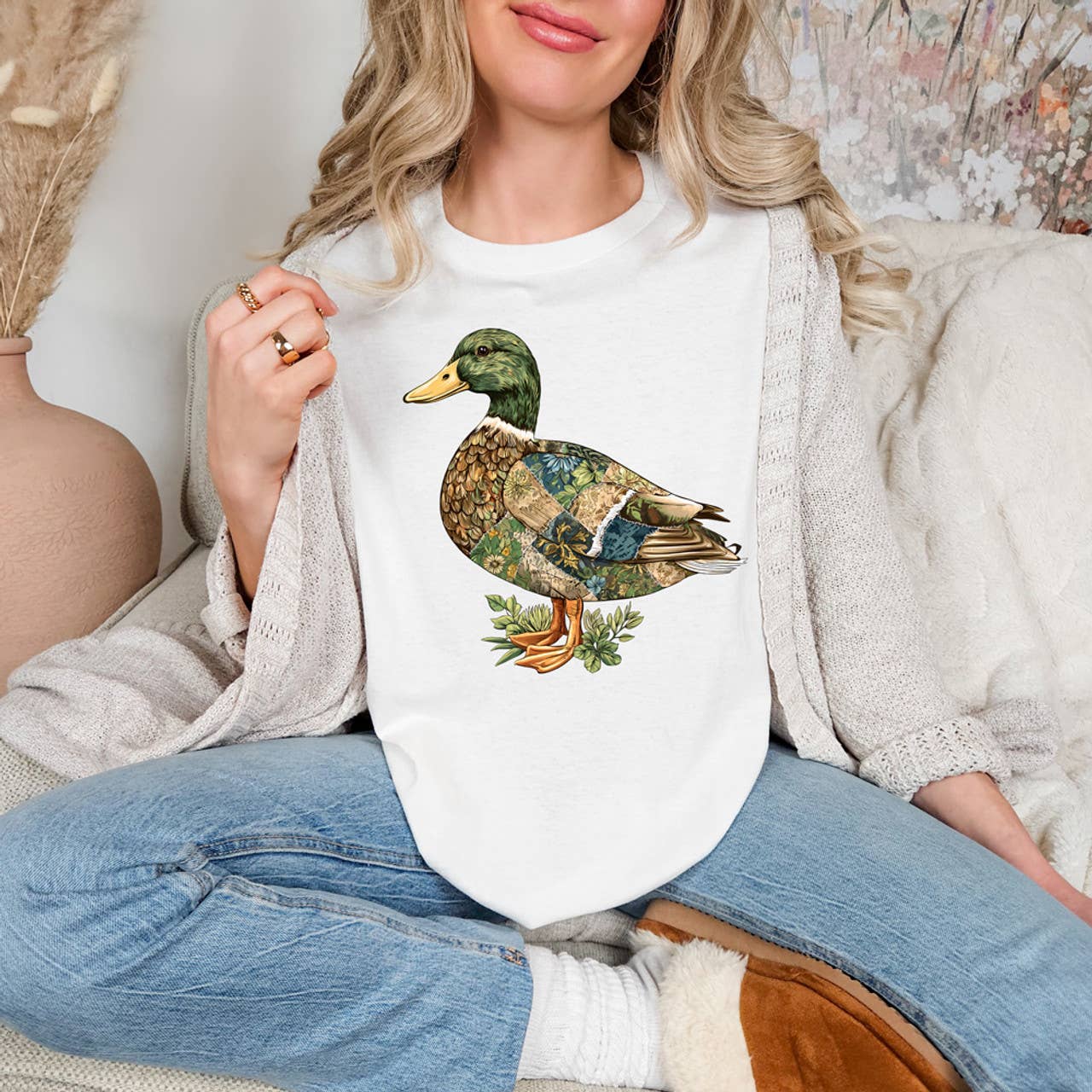 Patchwork Duck Tee Hoodie, Sweatshirt | PodTeesHub.com