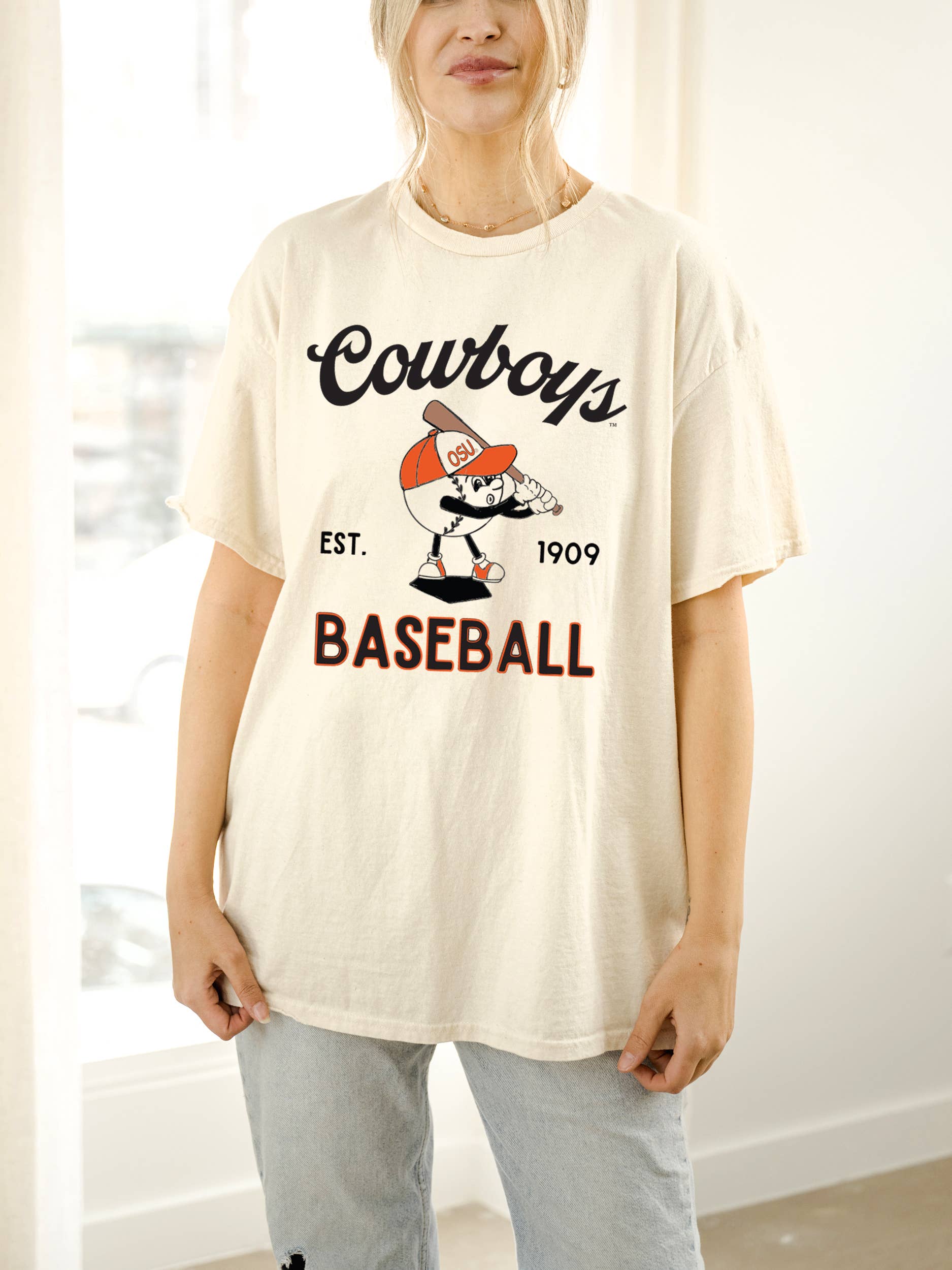 Osu Cowboys Amusable Baseball Off White Thrifted Tee Hoodie, Sweatshirt | PodTeesHub.com