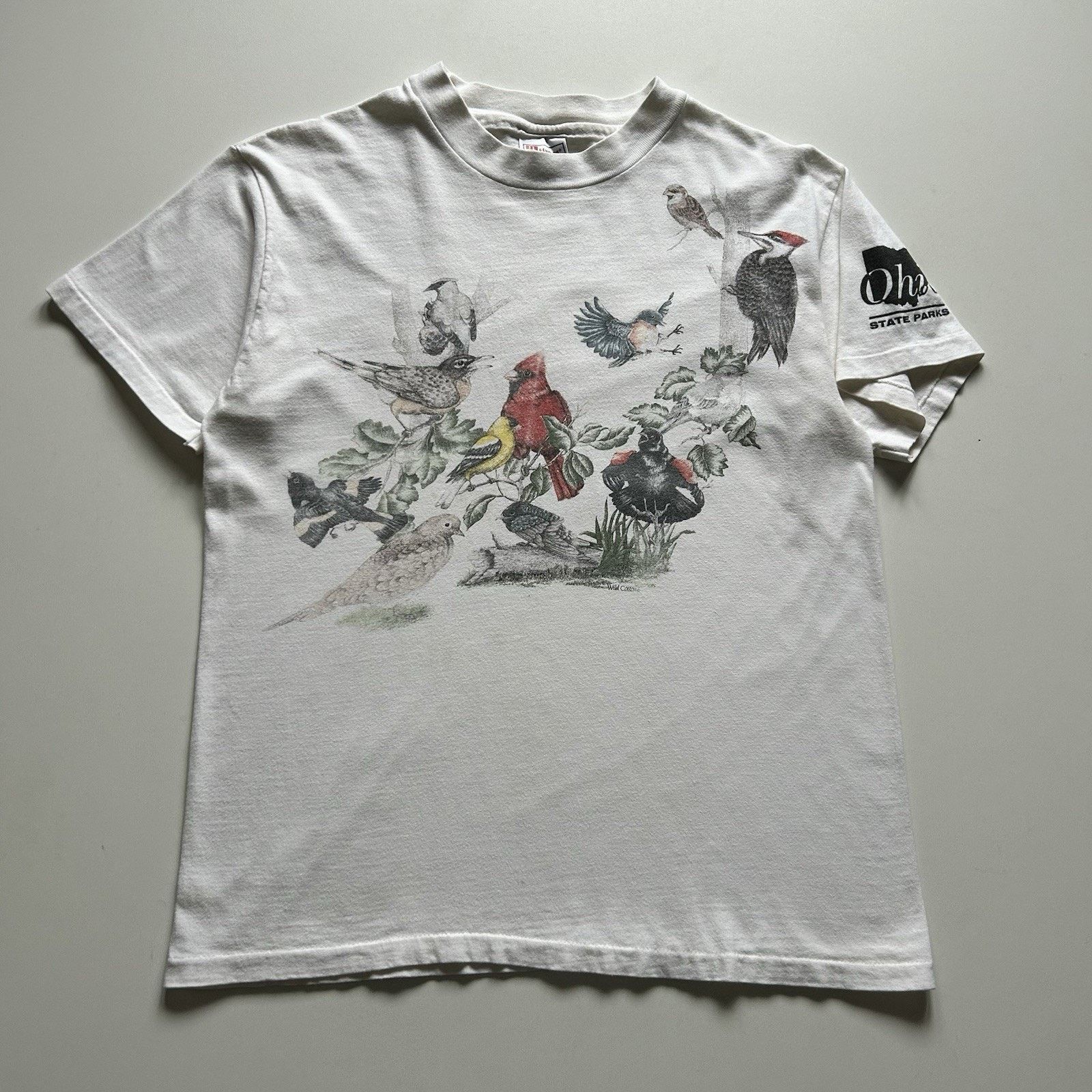 Vintage Bird Shirt Medium 90s Hanes Beefy T White Animal Art Hoodie, Sweatshirt | PodTeesHub.com