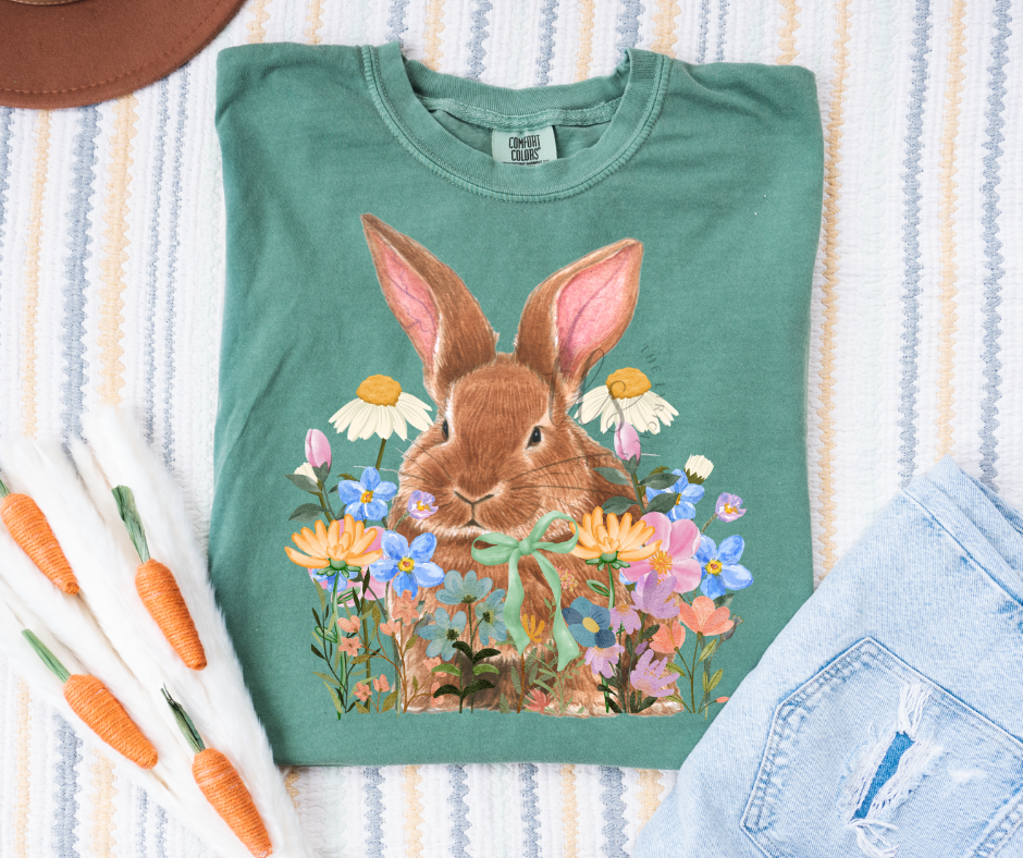 Exclusive Wildflower Bunny Easter T-Shirt Hoodie, Sweatshirt | PodTeesHub.com
