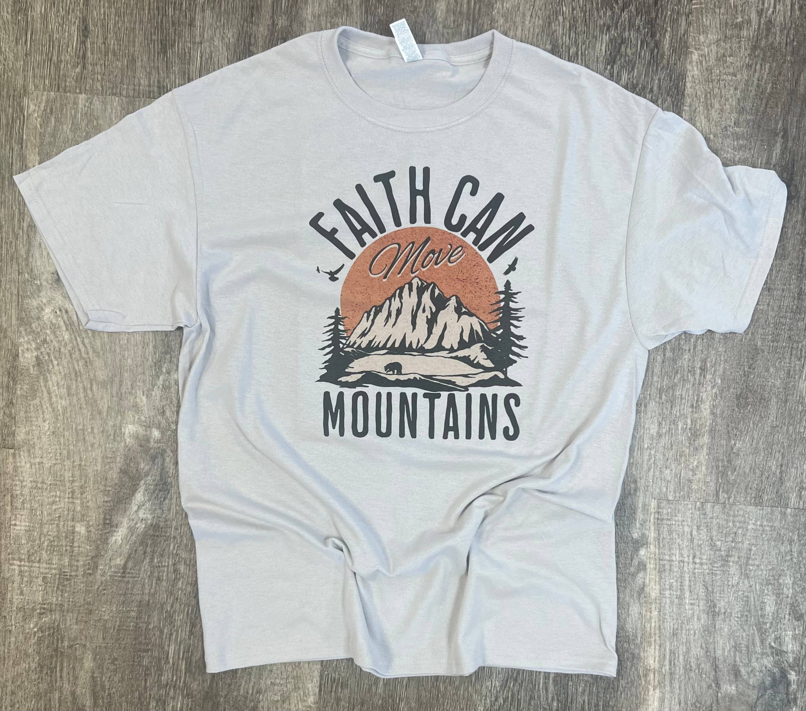 Faith Can Move Mountains On Silver Tee Hoodie, Sweatshirt | PodTeesHub.com