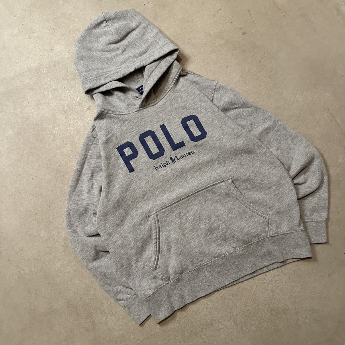 Polo Ralph Lauren Grey Polo Ralph Lauren Big Logo Hoodie Sweatshirt Size M T-Shirts | PodTeesHub.com