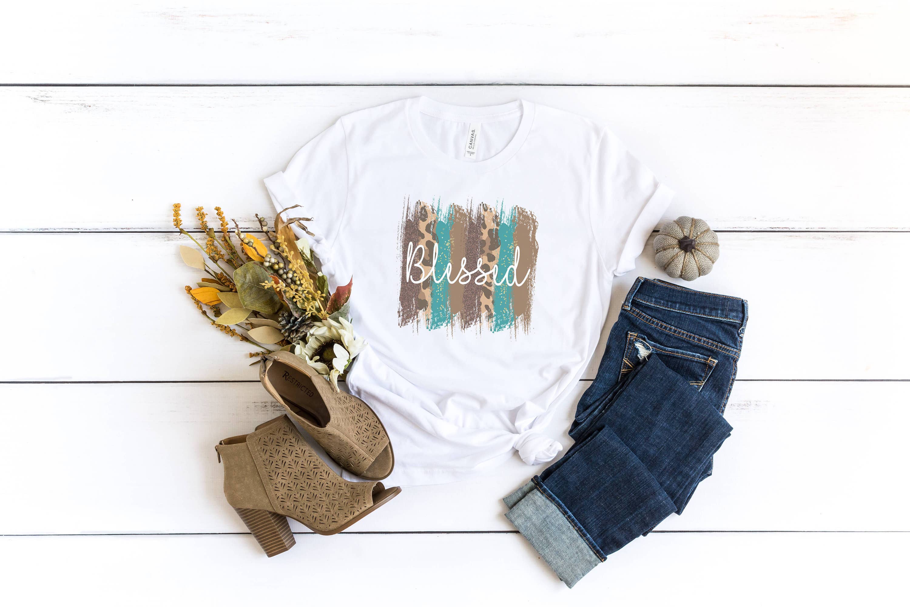 Leopard and Teal Blessed Screen Printed T-Shirt Hoodie, Sweatshirt | PodTeesHub.com