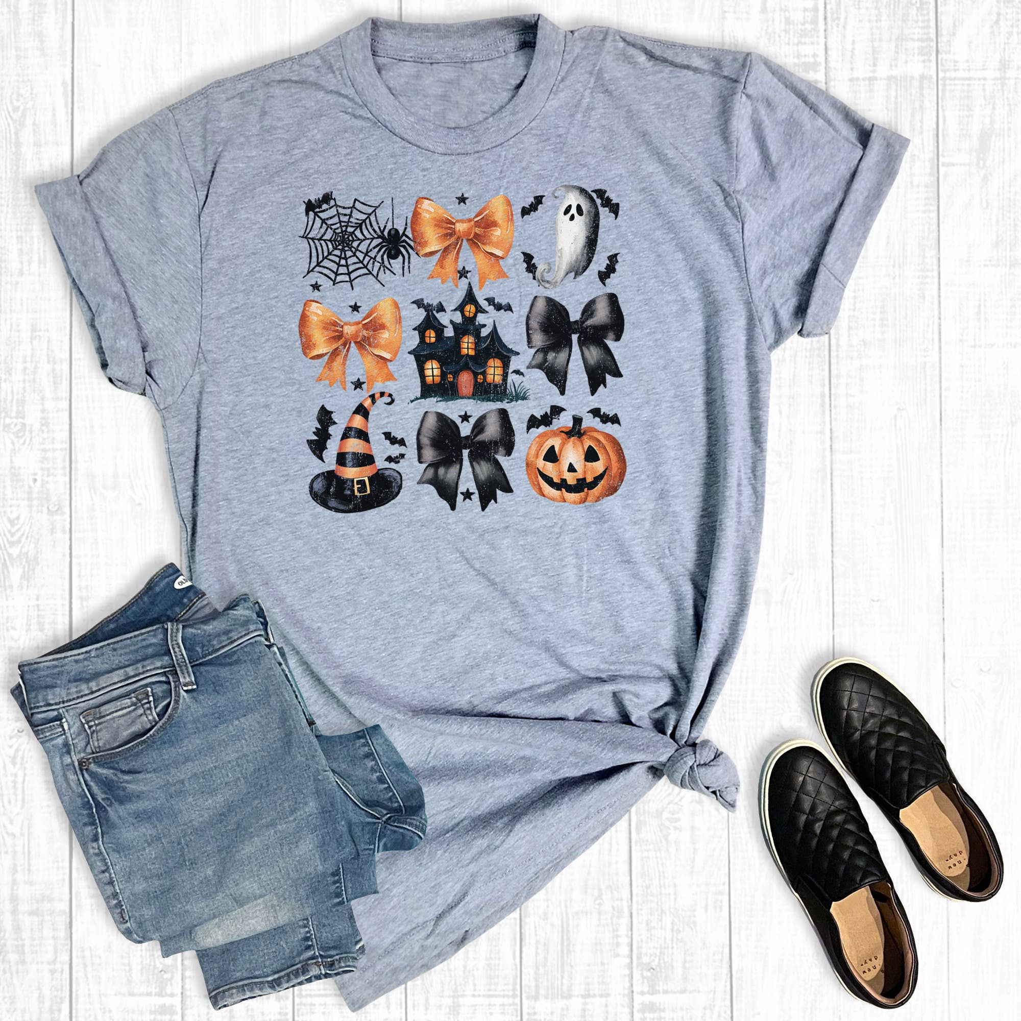 Halloween Spooky Coquette Bow Graphic Tee Hoodie, Sweatshirt | PodTeesHub.com