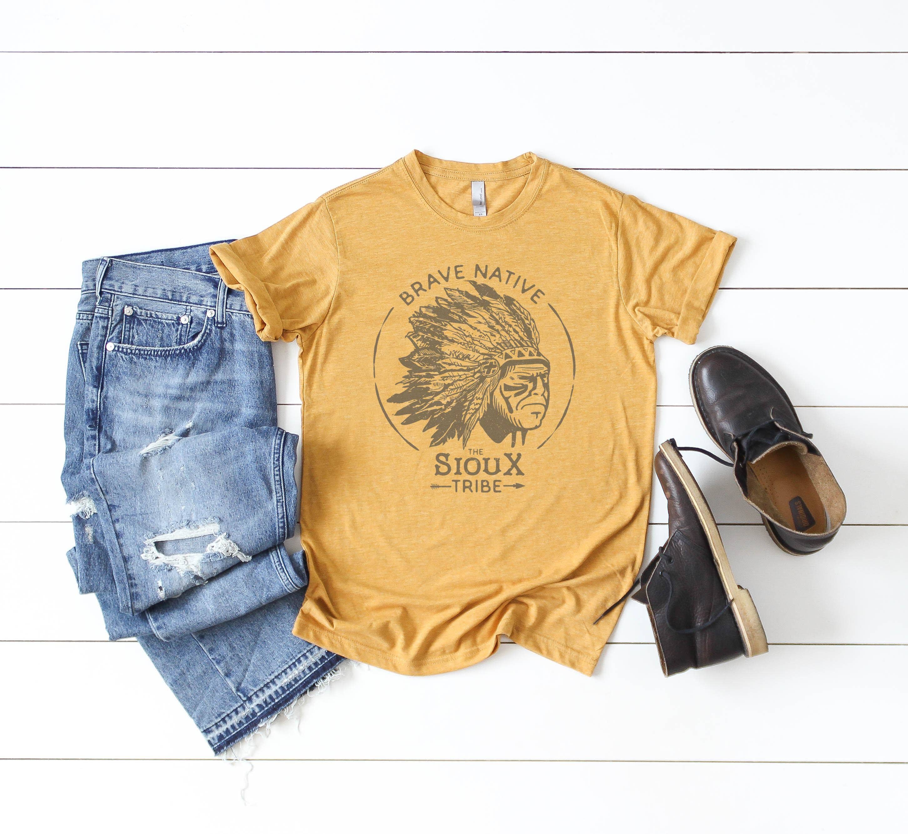 Brave Native Indian Tee | Dad Tee Hoodie, Sweatshirt | PodTeesHub.com