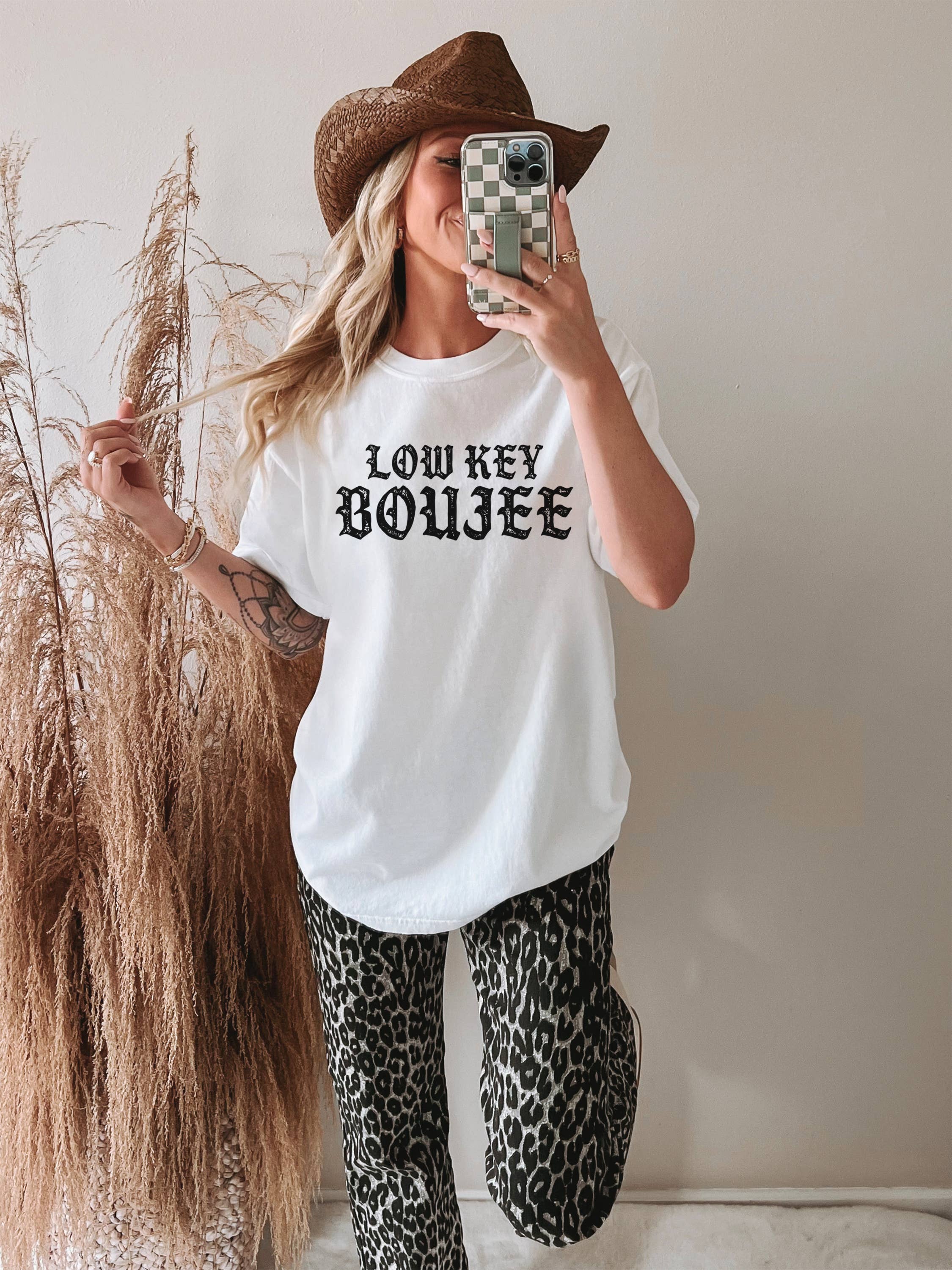 Western Apparel, Western Graphic Tee, Howdy, Low Key Boujee Hoodie, Sweatshirt | PodTeesHub.com