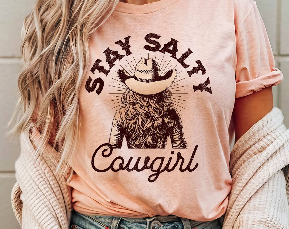 Stay Salty Cowgirl - Western Graphic Tee Shirt Hoodie, Sweatshirt | PodTeesHub.com