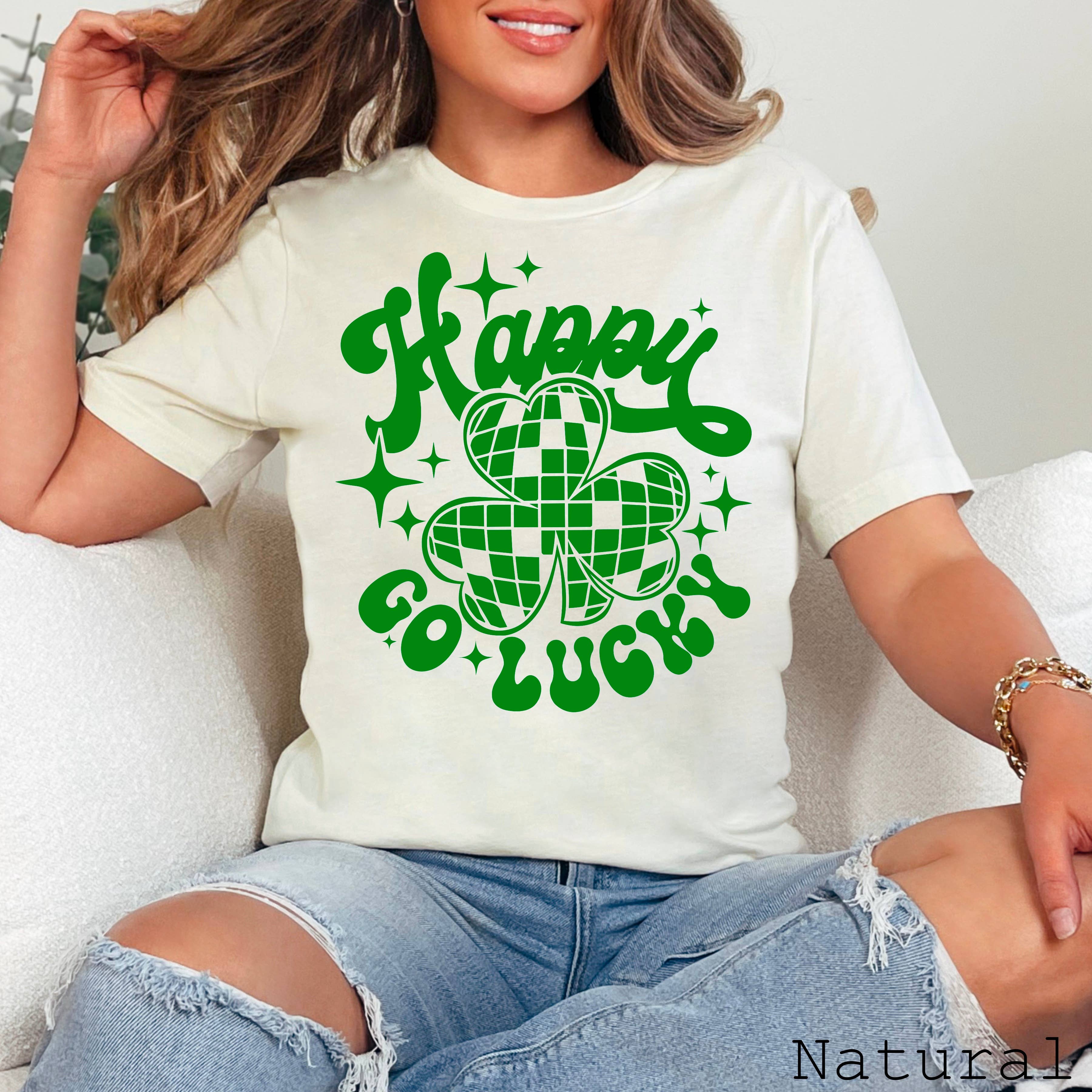 Happy Go Lucky  St. Patricks Day Graphic Tee | Bella Canvas Hoodie, Sweatshirt | PodTeesHub.com