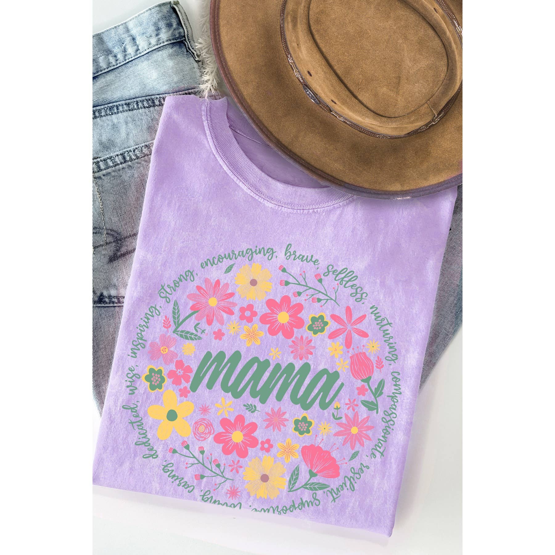 Floral Mama Mineral Washed T Shirt Hoodie, Sweatshirt | PodTeesHub.com