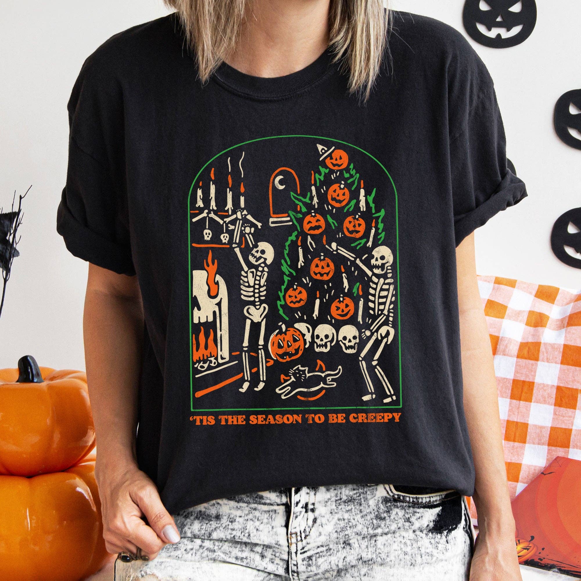 Tis the Season To Be Creepy Retro Halloween T-Shirt Hoodie, Sweatshirt | PodTeesHub.com