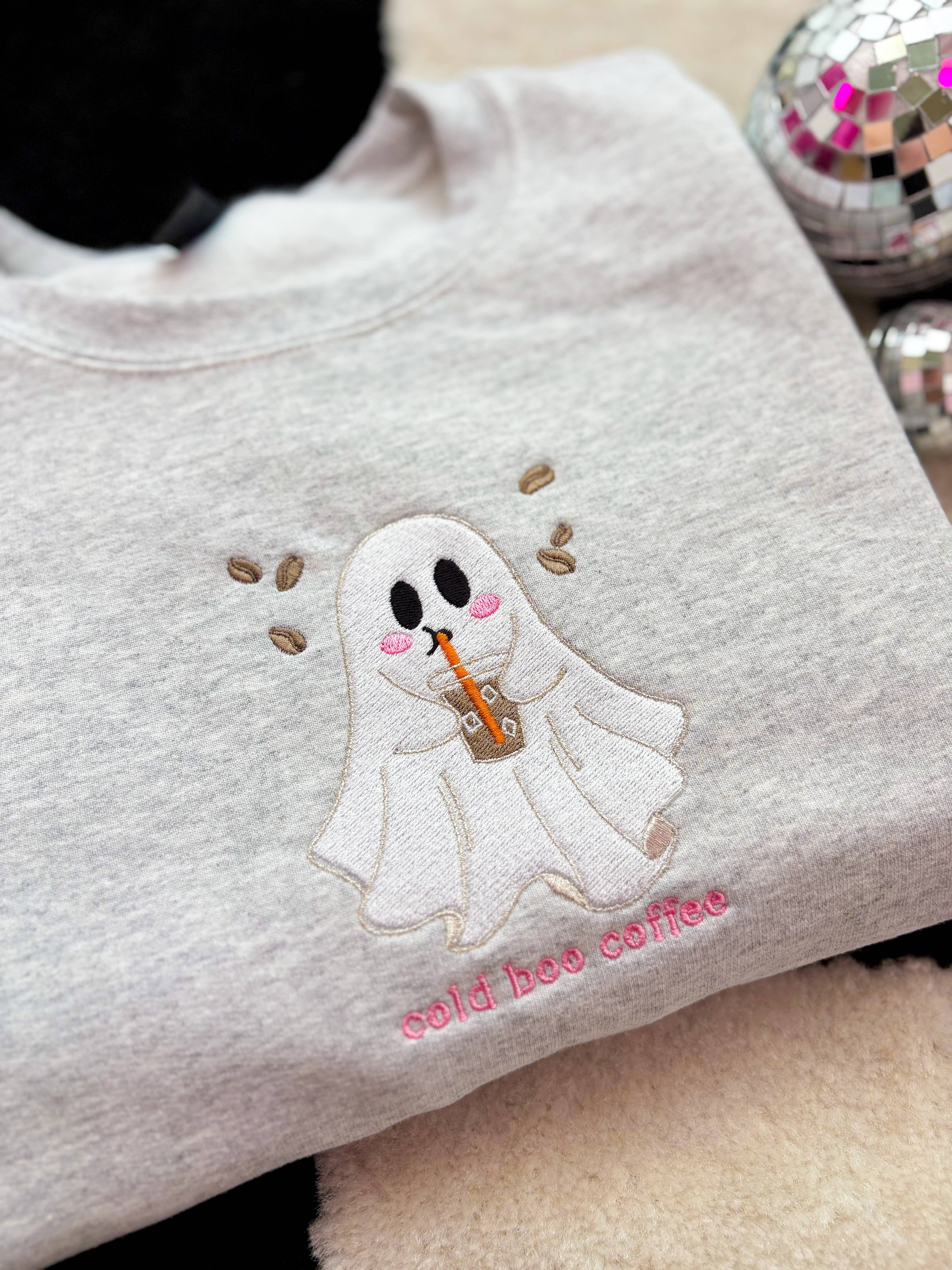 Cold Boo Embroidered Crewneck | Fall Sweatshirt | Halloween T-Shirts, Hoodie | PodTeesHub.com