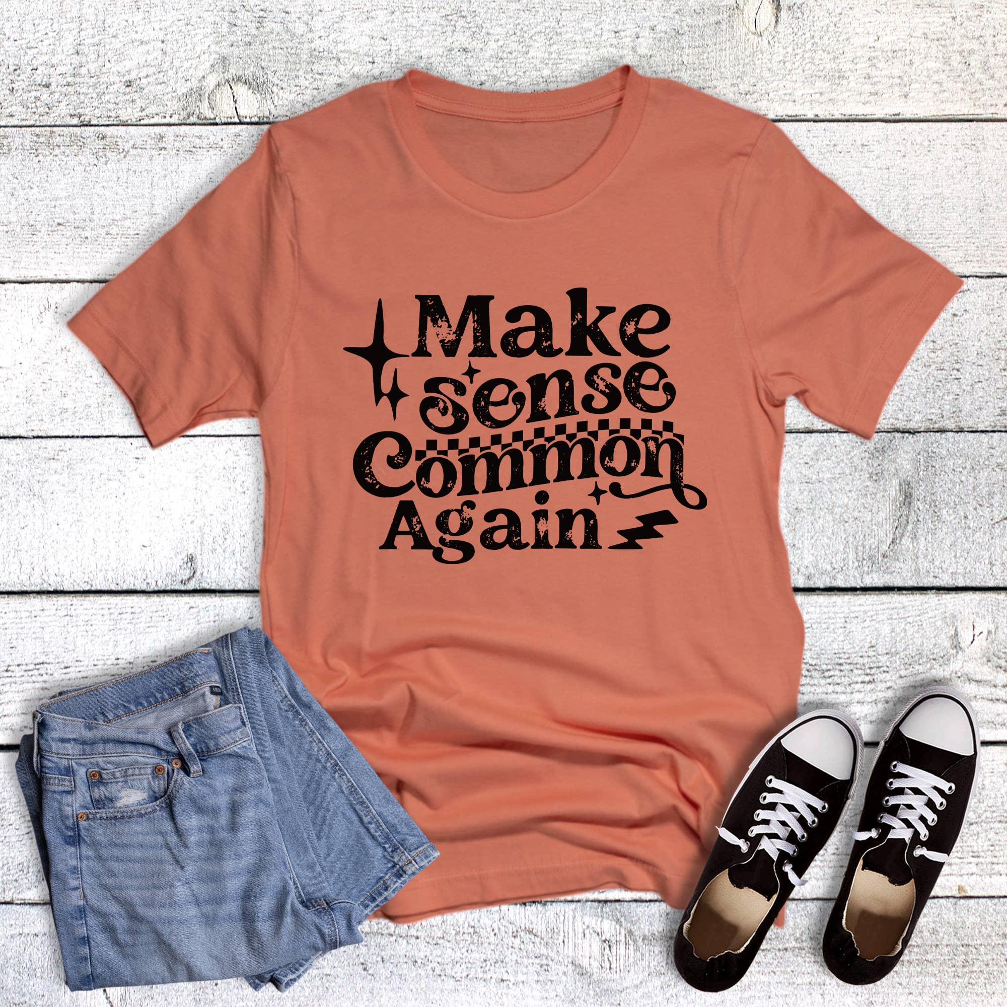 Funny Make Sense Common Again Graphic Tee Hoodie, Sweatshirt | PodTeesHub.com