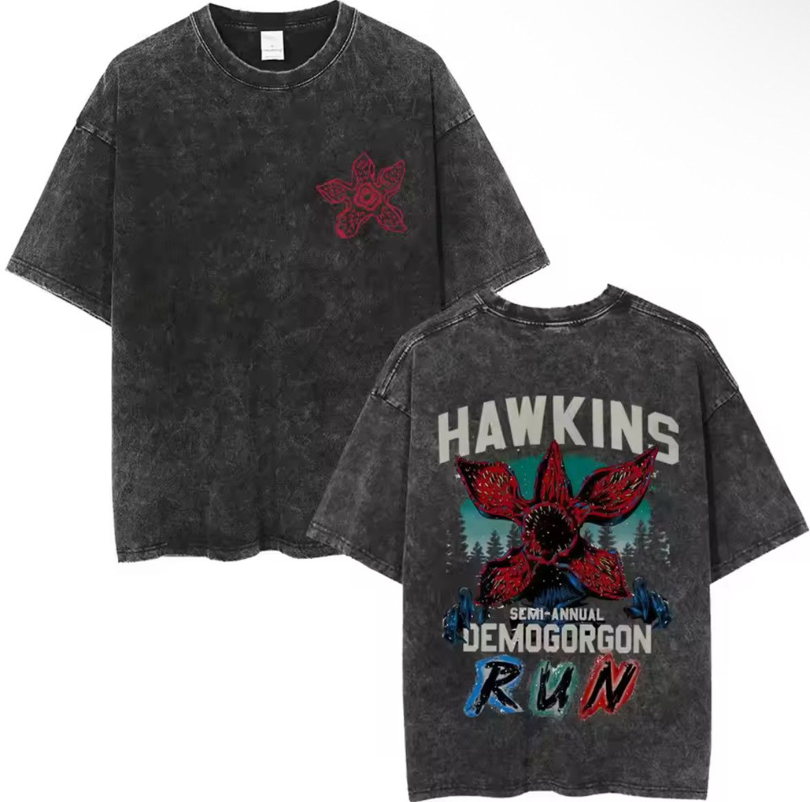Japanese Brand Hip Hop Retro Hawkins Flower Anime Graffiti Washed T Shirt Hoodie, Sweatshirt | PodTeesHub.com