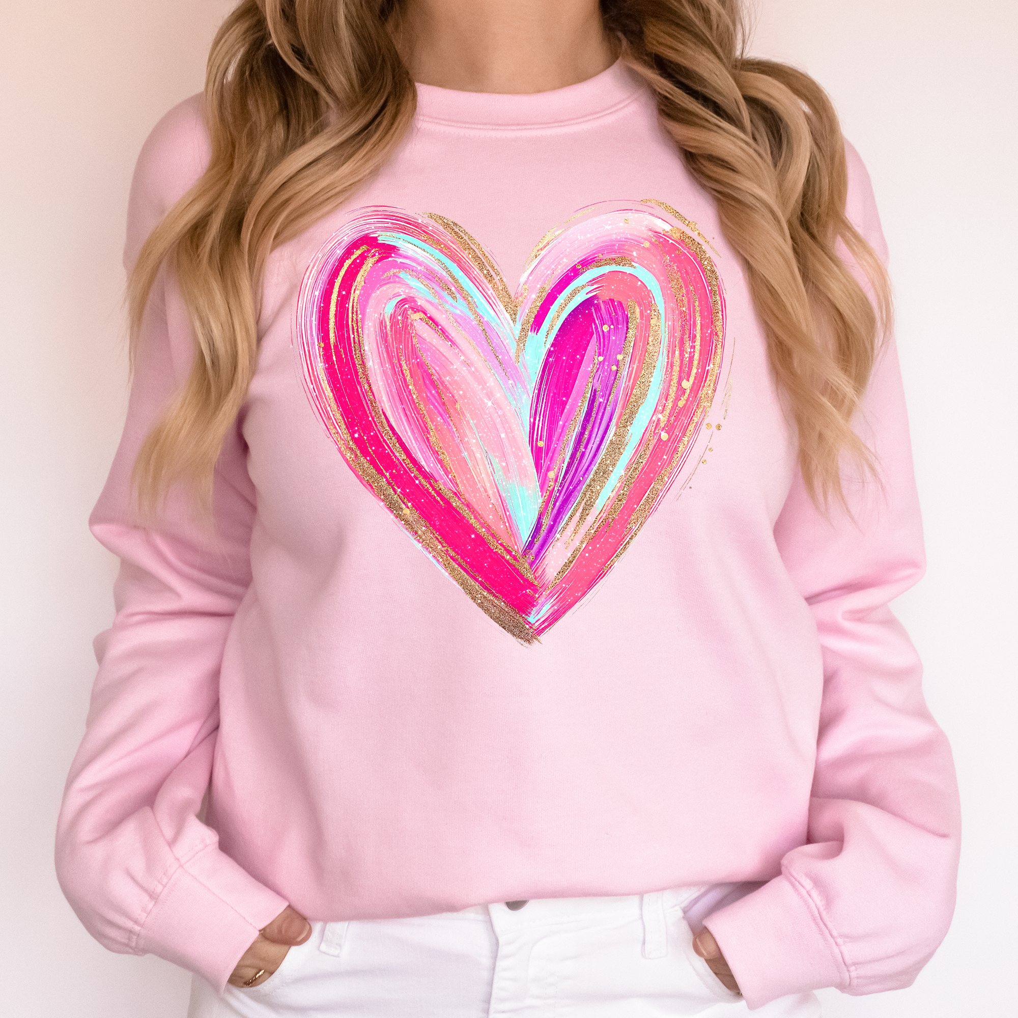 Glittery Brush Stroke Heart, Valentine's Day Love Sweatshirt T-Shirts, Hoodie | PodTeesHub.com