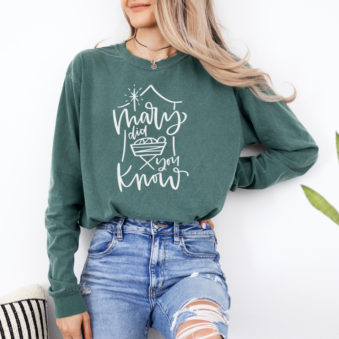 Mary Did You Know Christmas Long Sleeve Tee - Graphic Tee Hoodie, Sweatshirt | PodTeesHub.com
